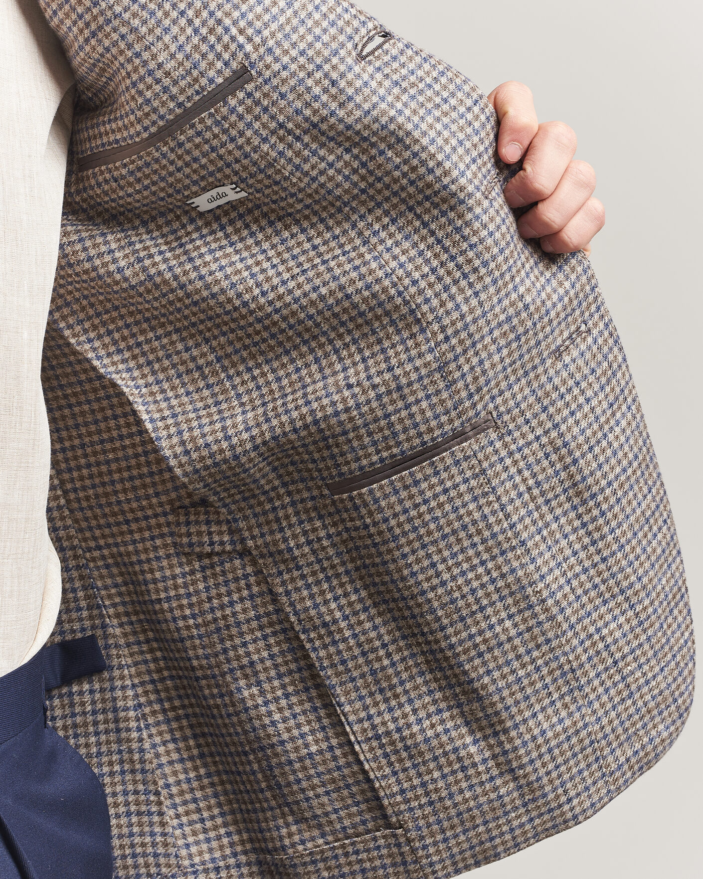 Herre | Blazere & jakker | Caruso | Aida Linen/Wool Blazer Navy/Grey Check