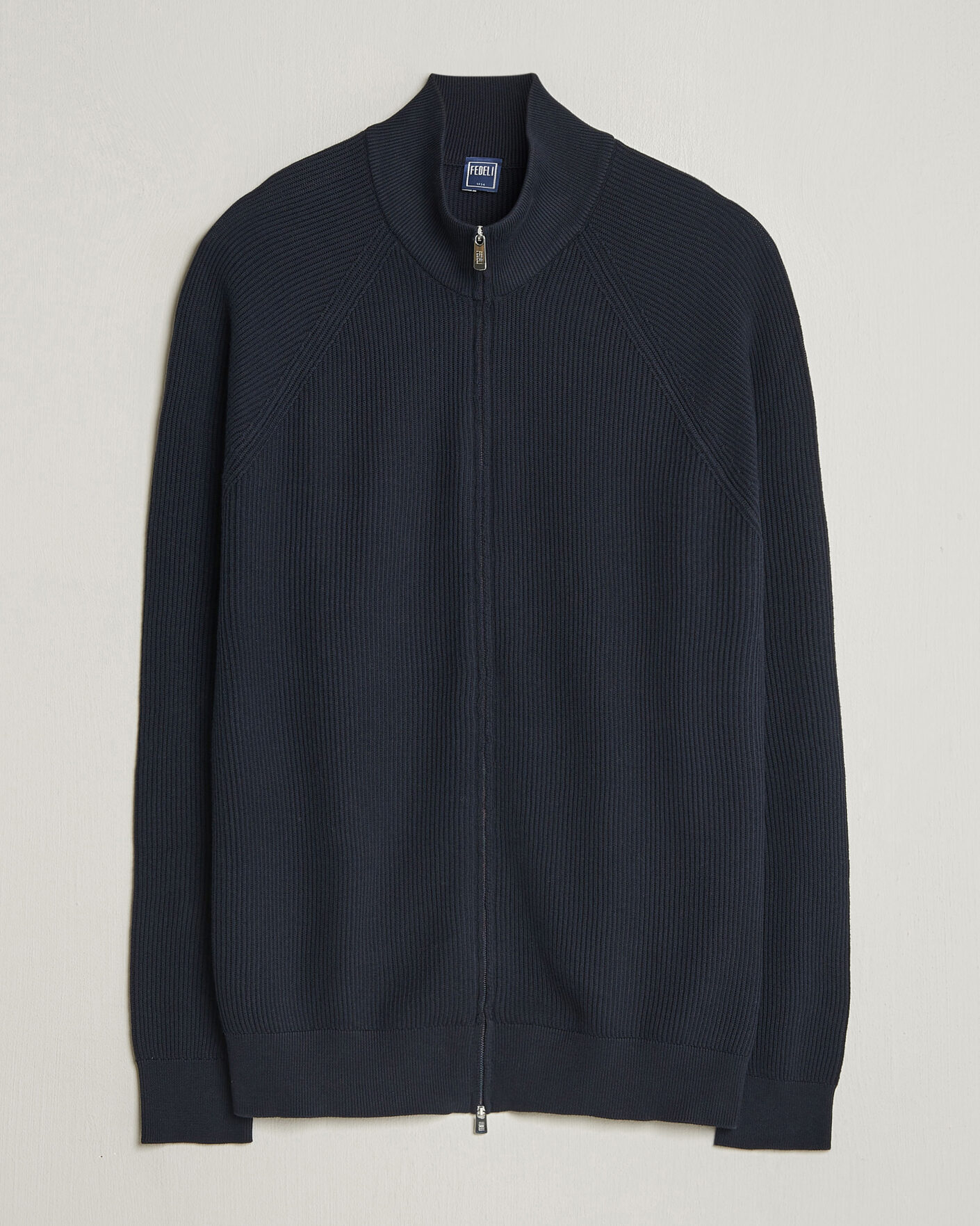 Herre | Trøjer | Fedeli | Giza Cotton Full Zip Sweater Navy