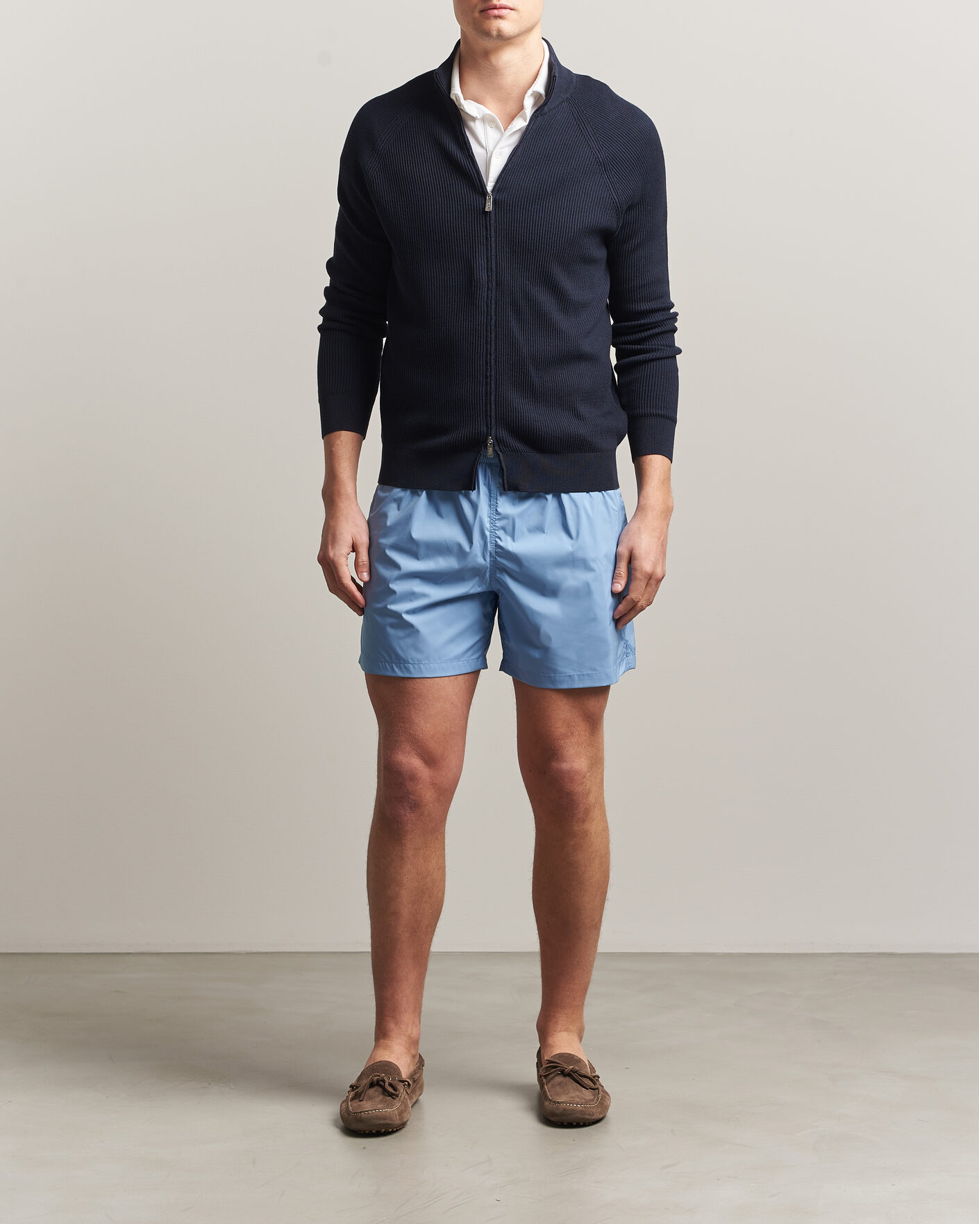 Herre | Trøjer | Fedeli | Giza Cotton Full Zip Sweater Navy