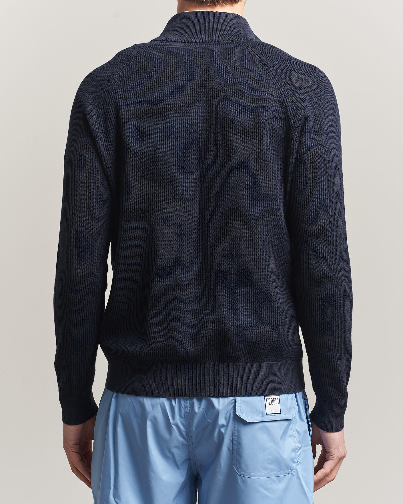 Herre | Trøjer | Fedeli | Giza Cotton Full Zip Sweater Navy