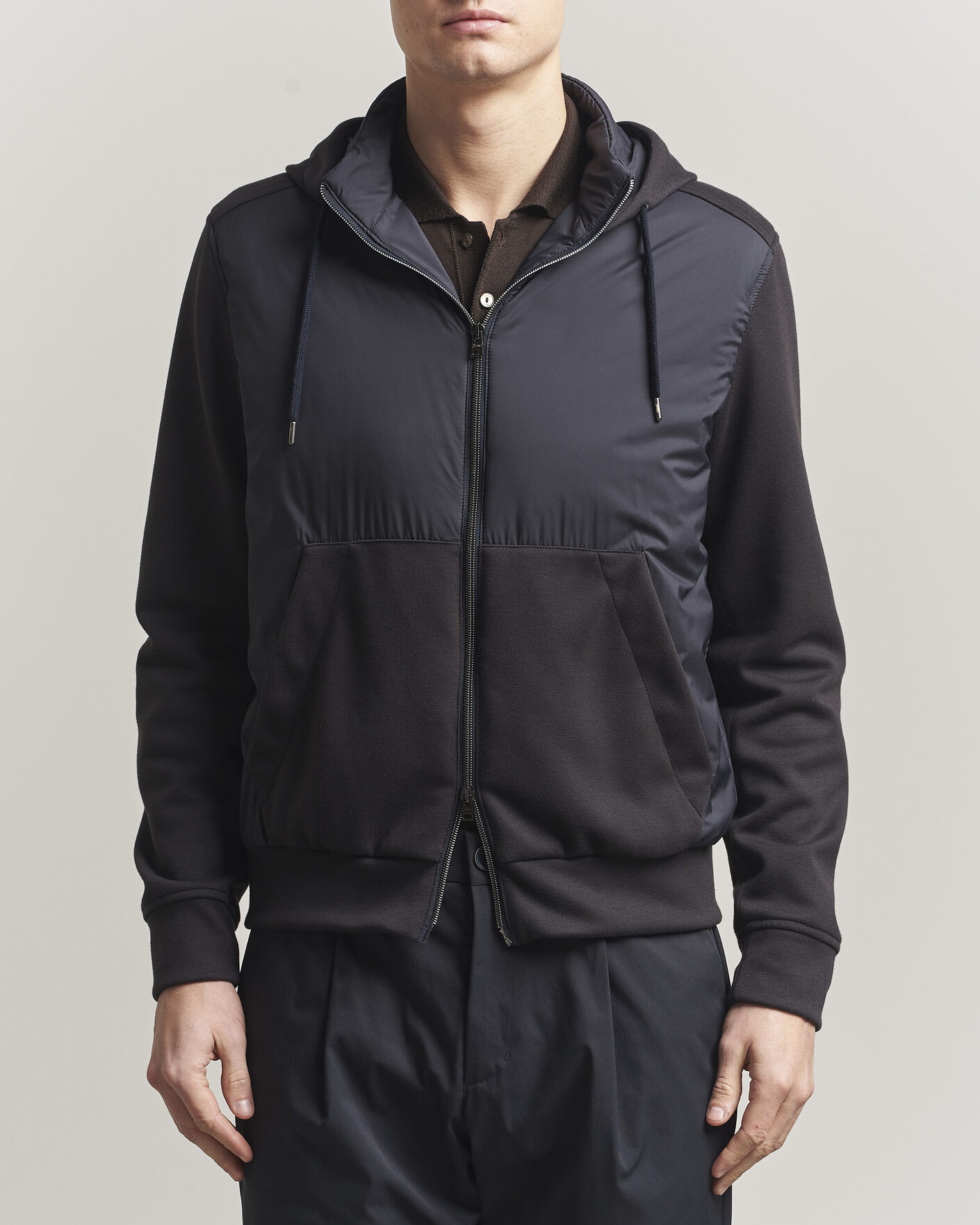 Herre | Jakker | Herno | Hooded Hybrid Jacket Navy