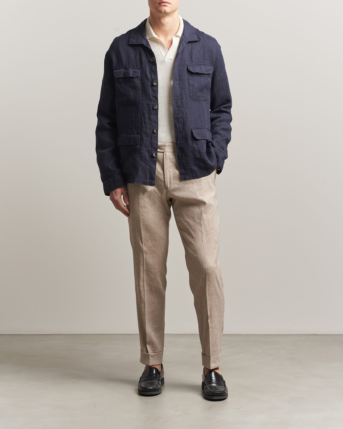 Herre | Jakker | Herno | Linen Safari Jacket Navy