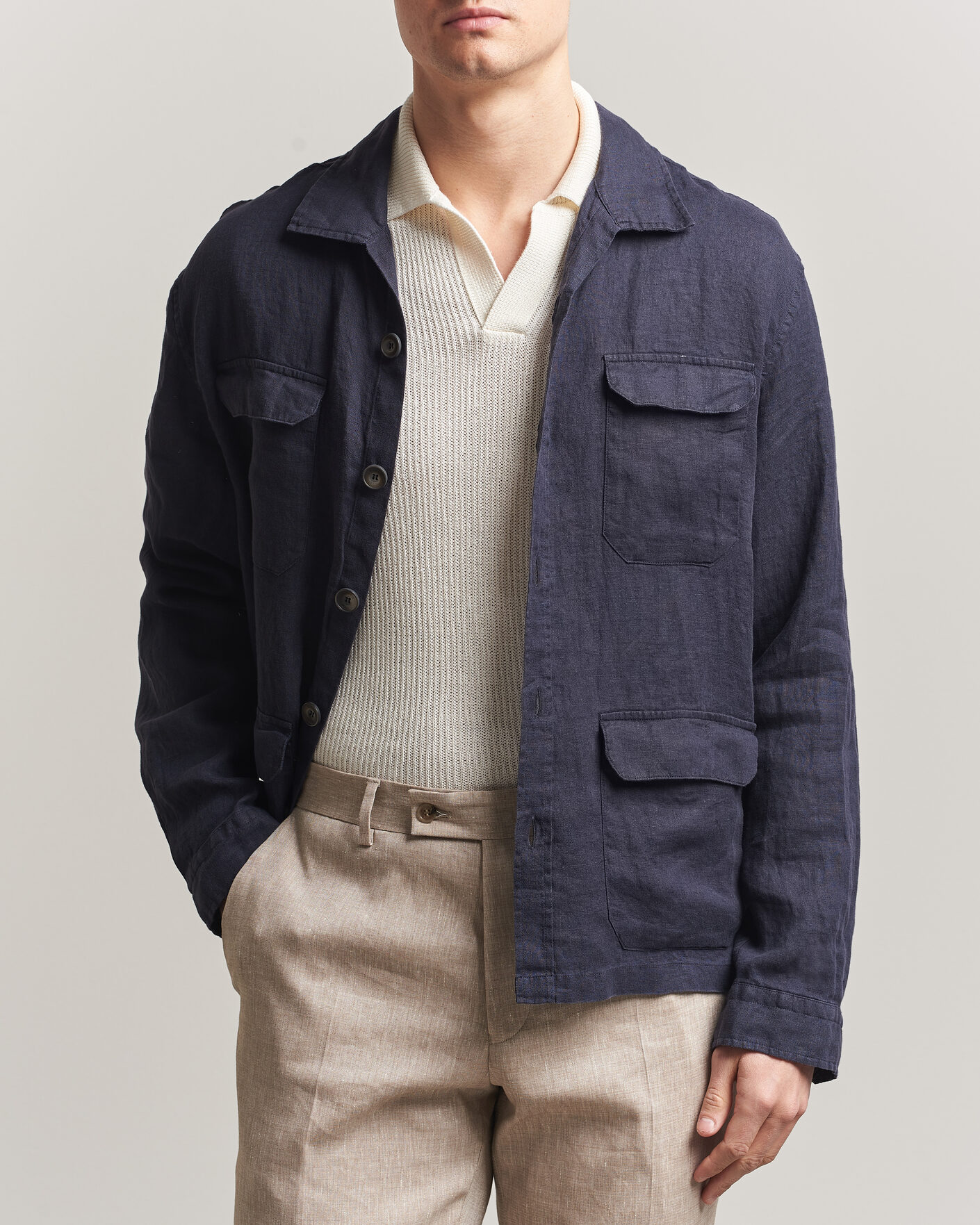 Herre | Jakker | Herno | Linen Safari Jacket Navy