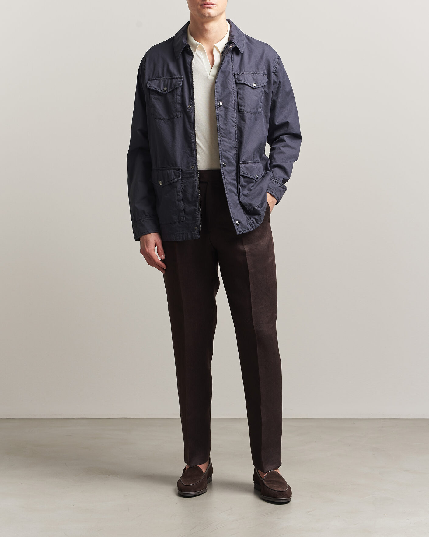 Herre | Jakker | Herno | Washed Cotton Field Jacket Navy