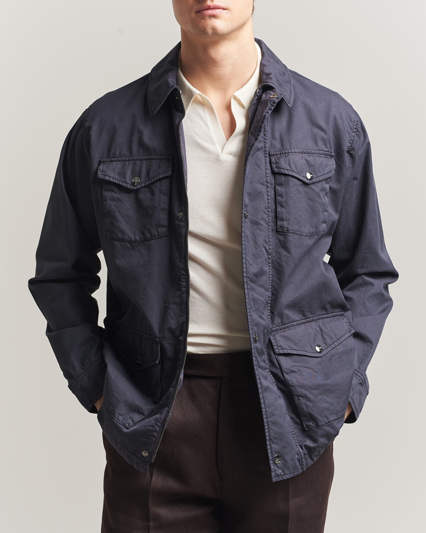 Herre | Jakker | Herno | Washed Cotton Field Jacket Navy