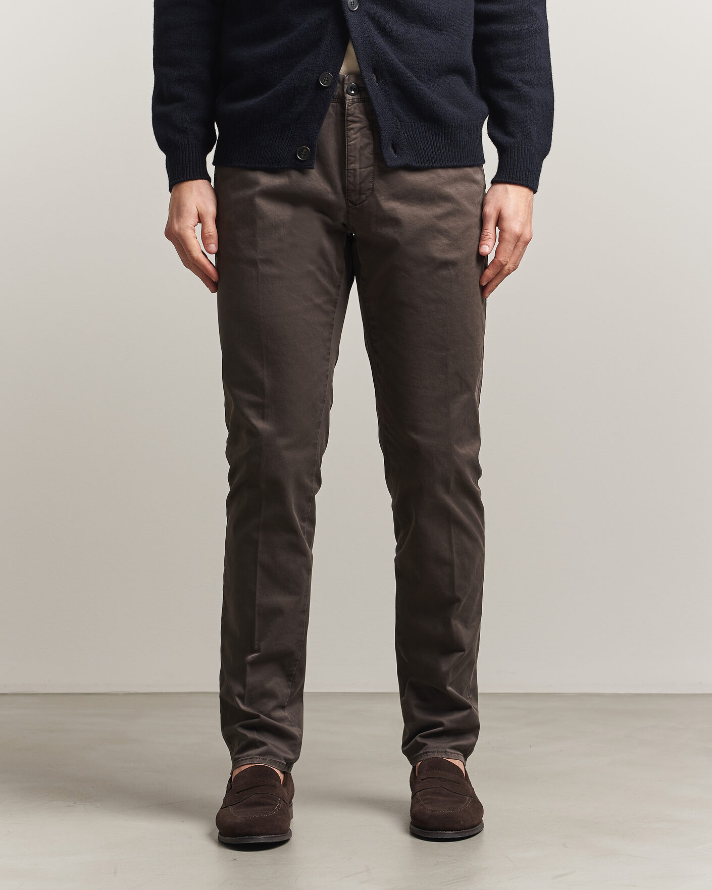 Herre | Bukser | Incotex | Slim Fit Garment Dyed Slacks Dark Brown