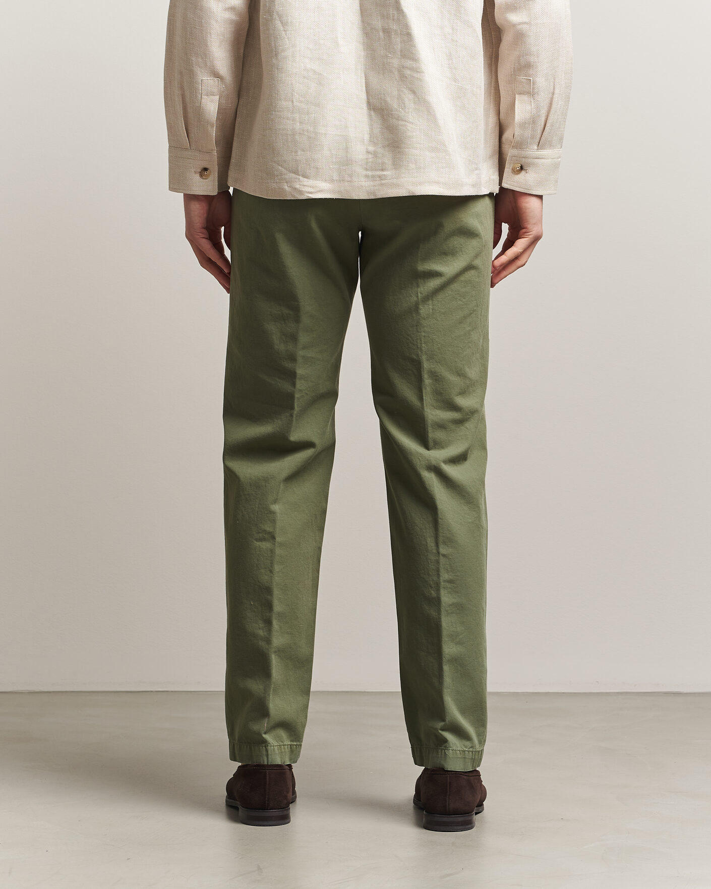 Herre | Bukser | Incotex | Regular Fit Cotton/Linen Slacks Military