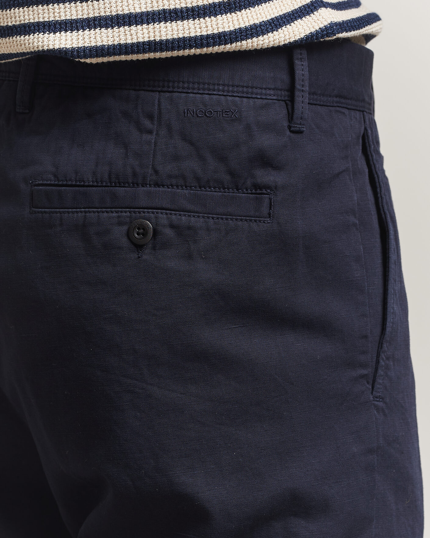 Herre | Bukser | Incotex | Regular Fit Cotton/Linen Slacks Navy