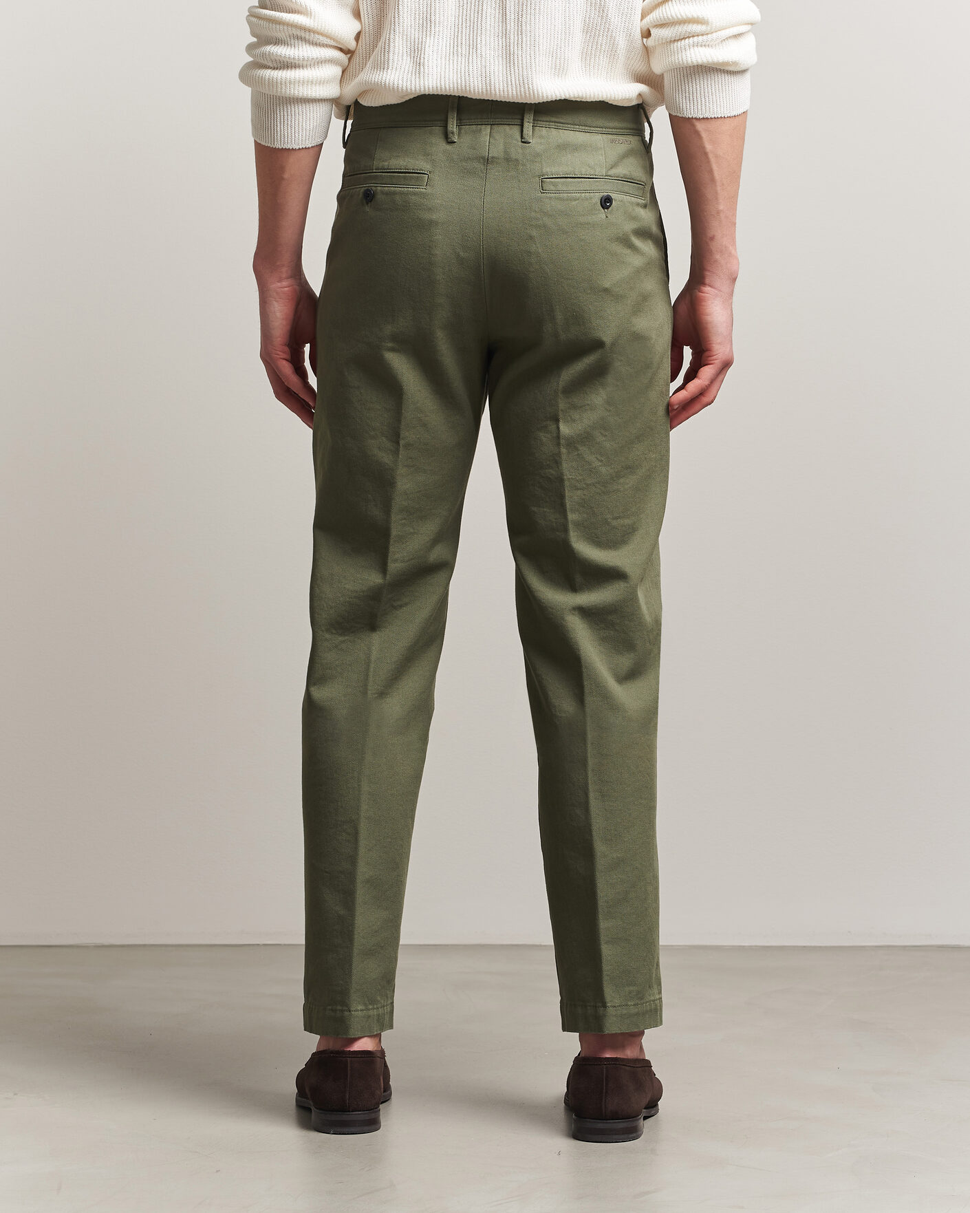 Herre | Bukser | Incotex | Regular Fit Uniform Cotton Slacks Military