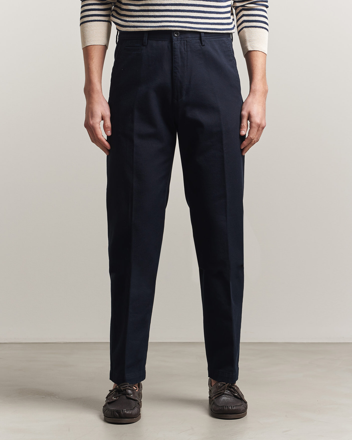 Herre | Bukser | Incotex | Regular Fit Uniform Cotton Slacks Navy