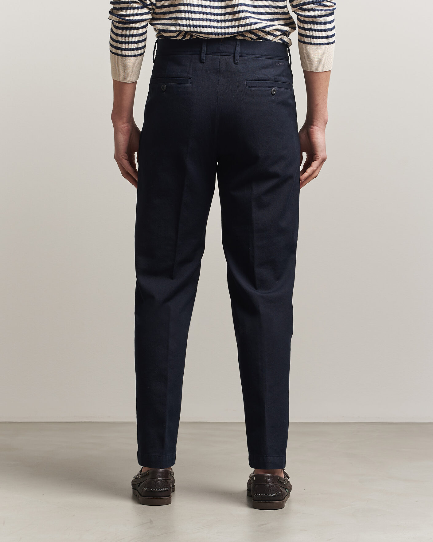 Herre | Bukser | Incotex | Regular Fit Uniform Cotton Slacks Navy