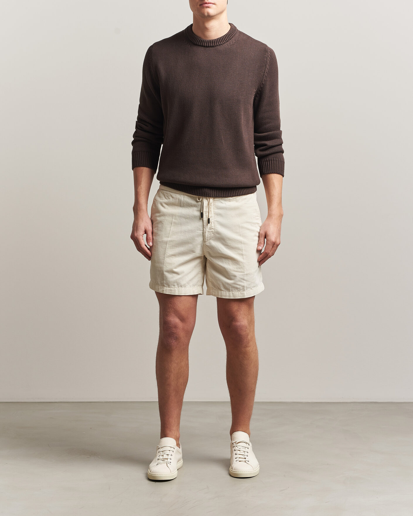 Herre | Shorts | Incotex | Baby Corduroy Drawstring Shorts Off White