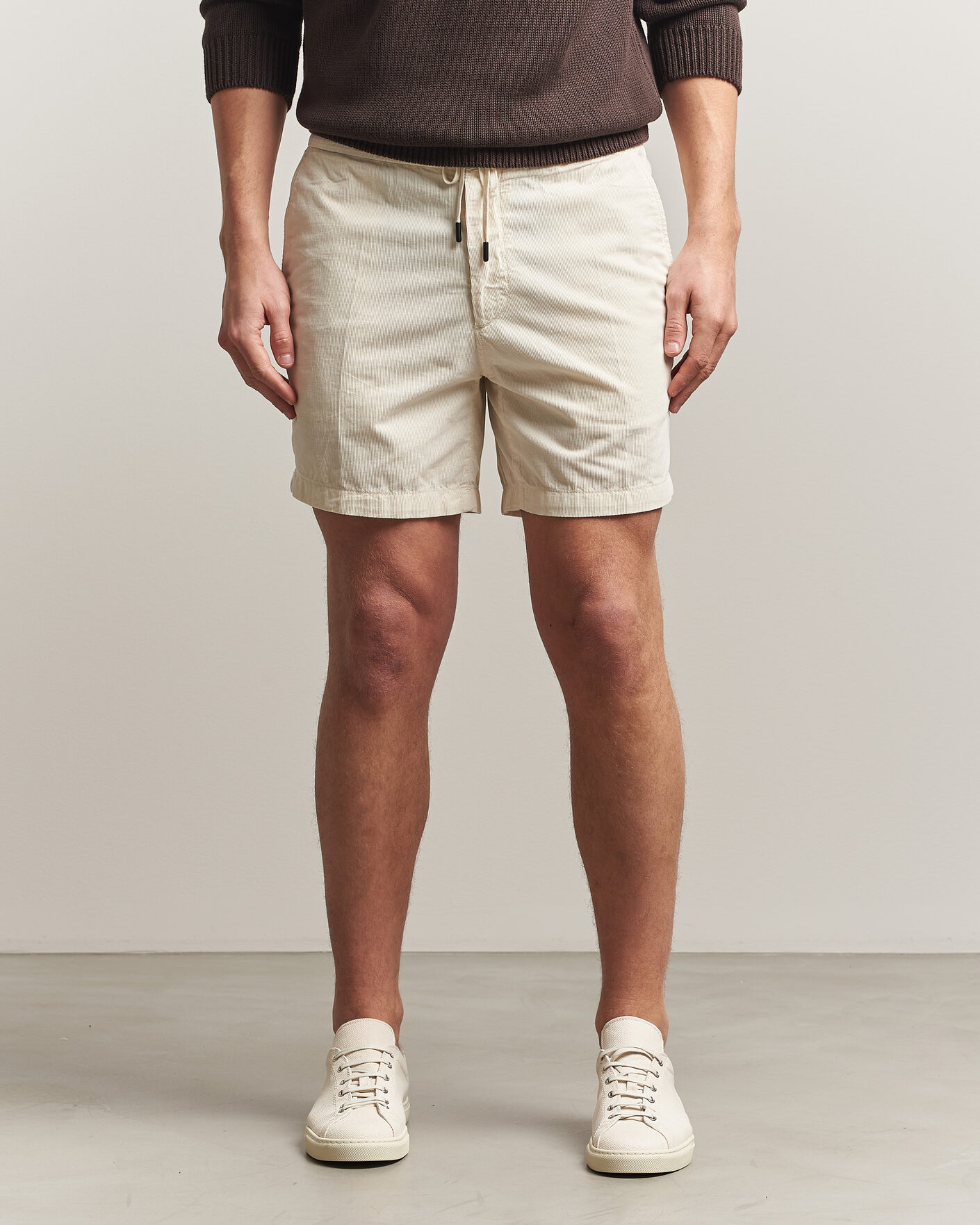 Herre | Shorts | Incotex | Baby Corduroy Drawstring Shorts Off White