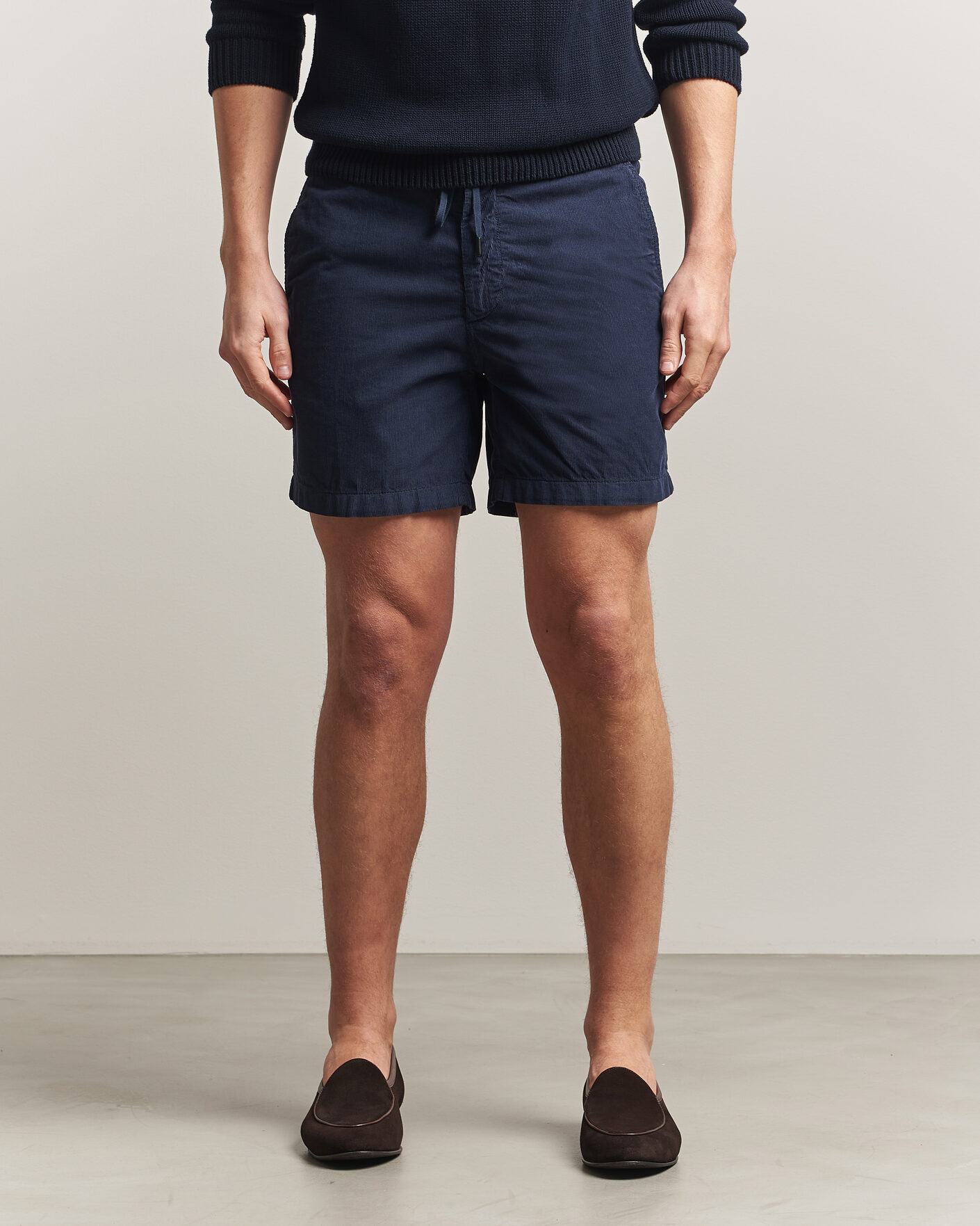 Herre | Shorts | Incotex | Baby Corduroy Drawstring Shorts Navy