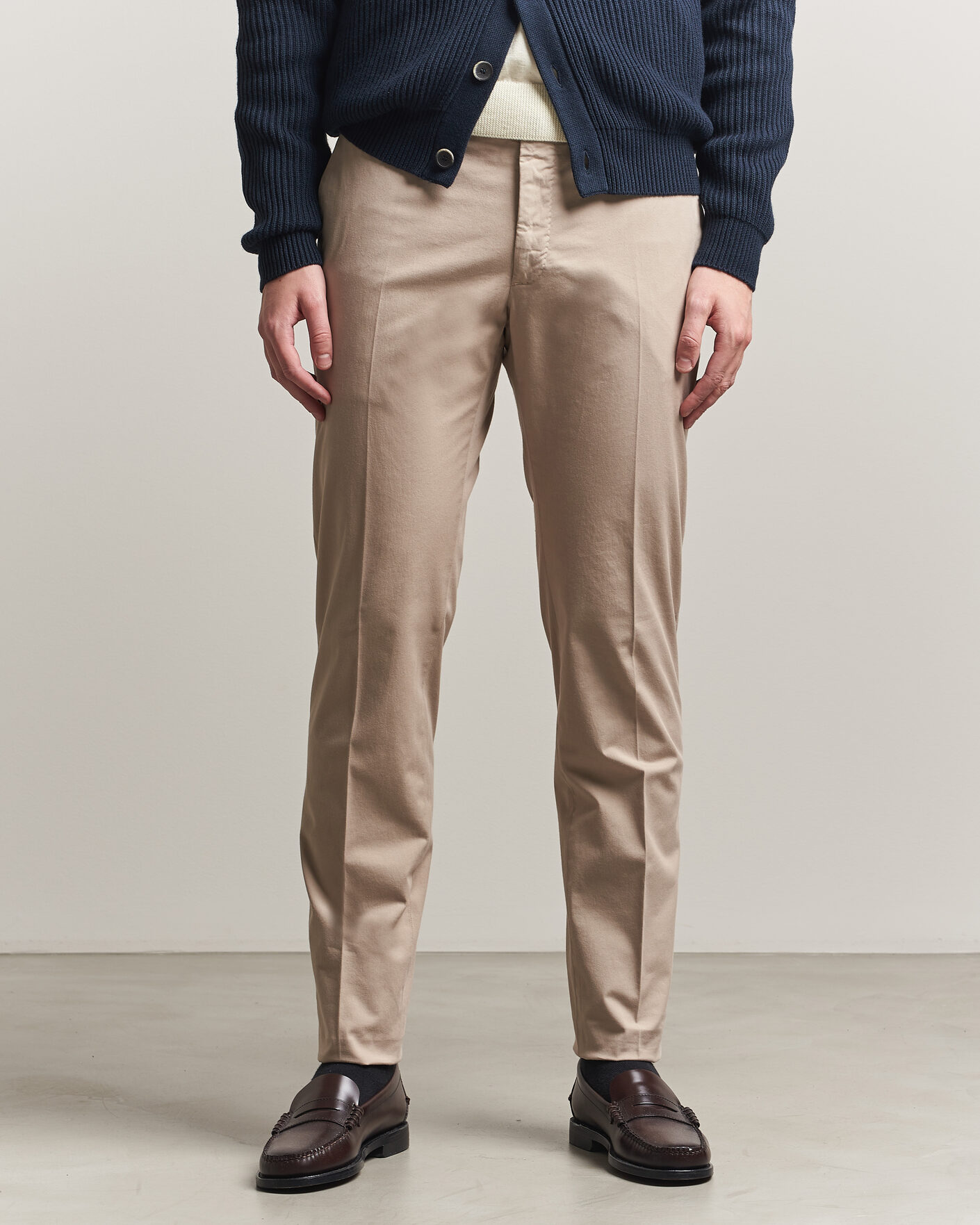 Herre | Bukser | Incotex | Slim Fit Comfort Chinos Sand