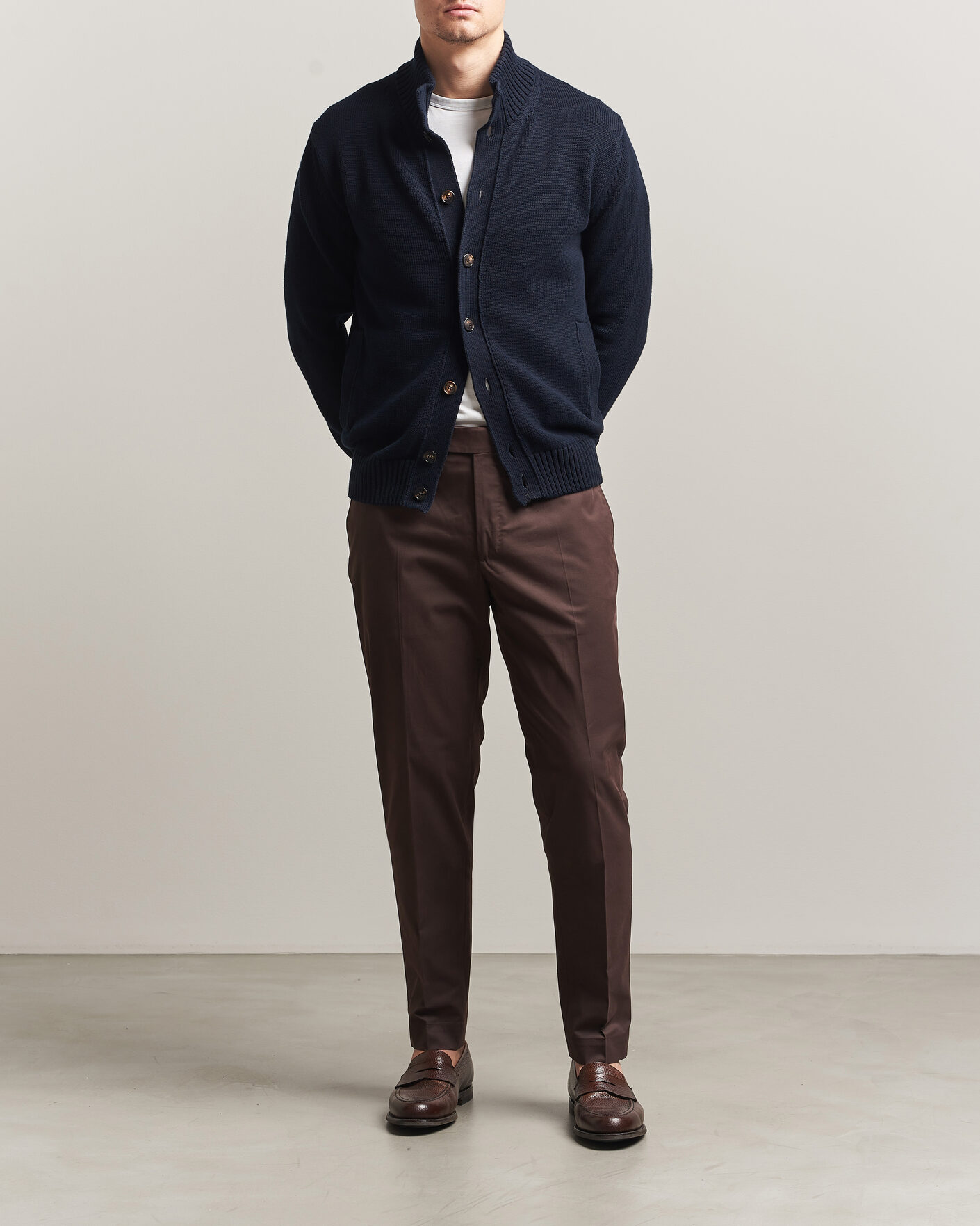 Herre | Bukser | Incotex | Regular Fit Flexgab Cotton Chinos Dark Brown