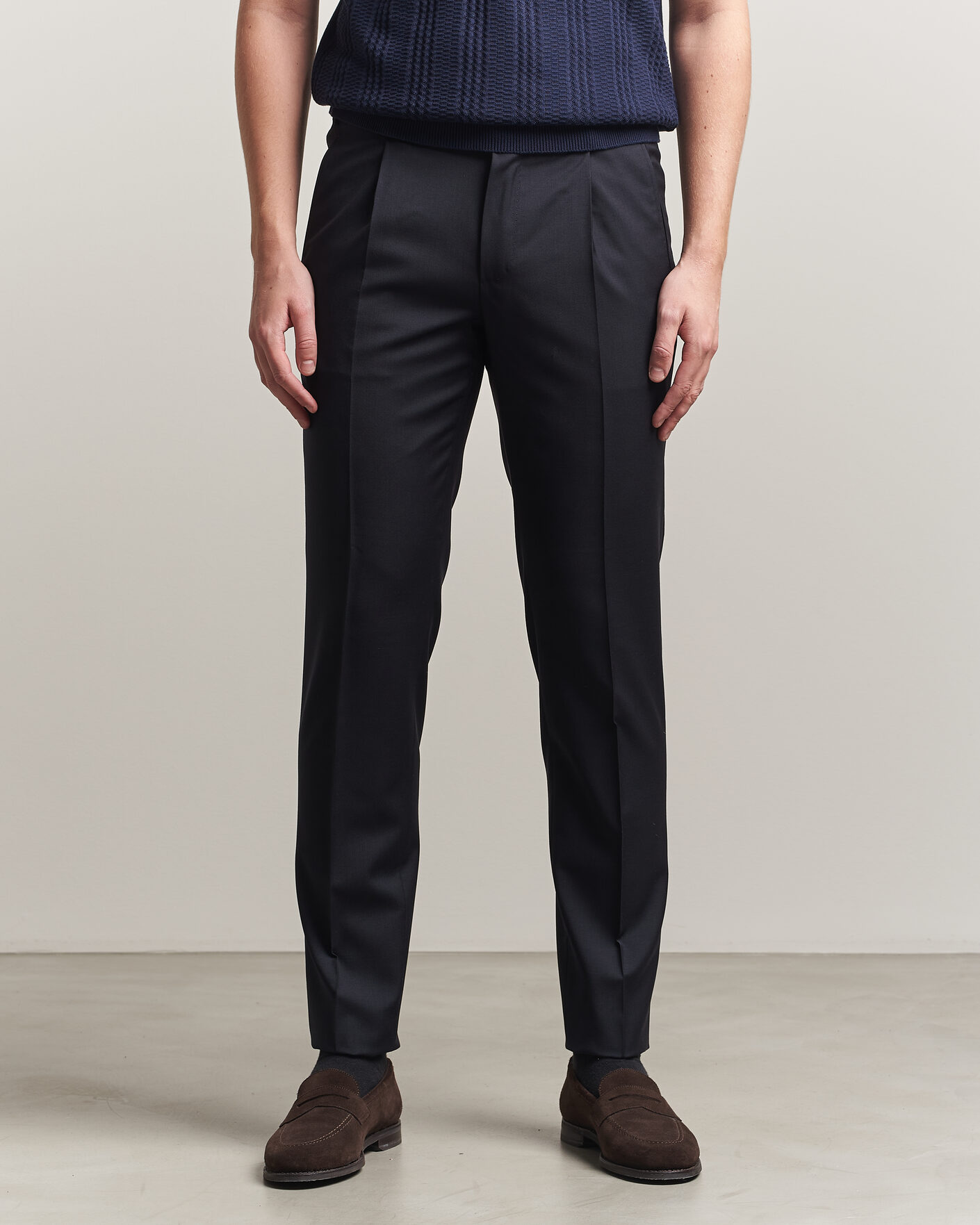 Herre | Bukser | Incotex | Regular Fit Super 100s Wool Pants Blue