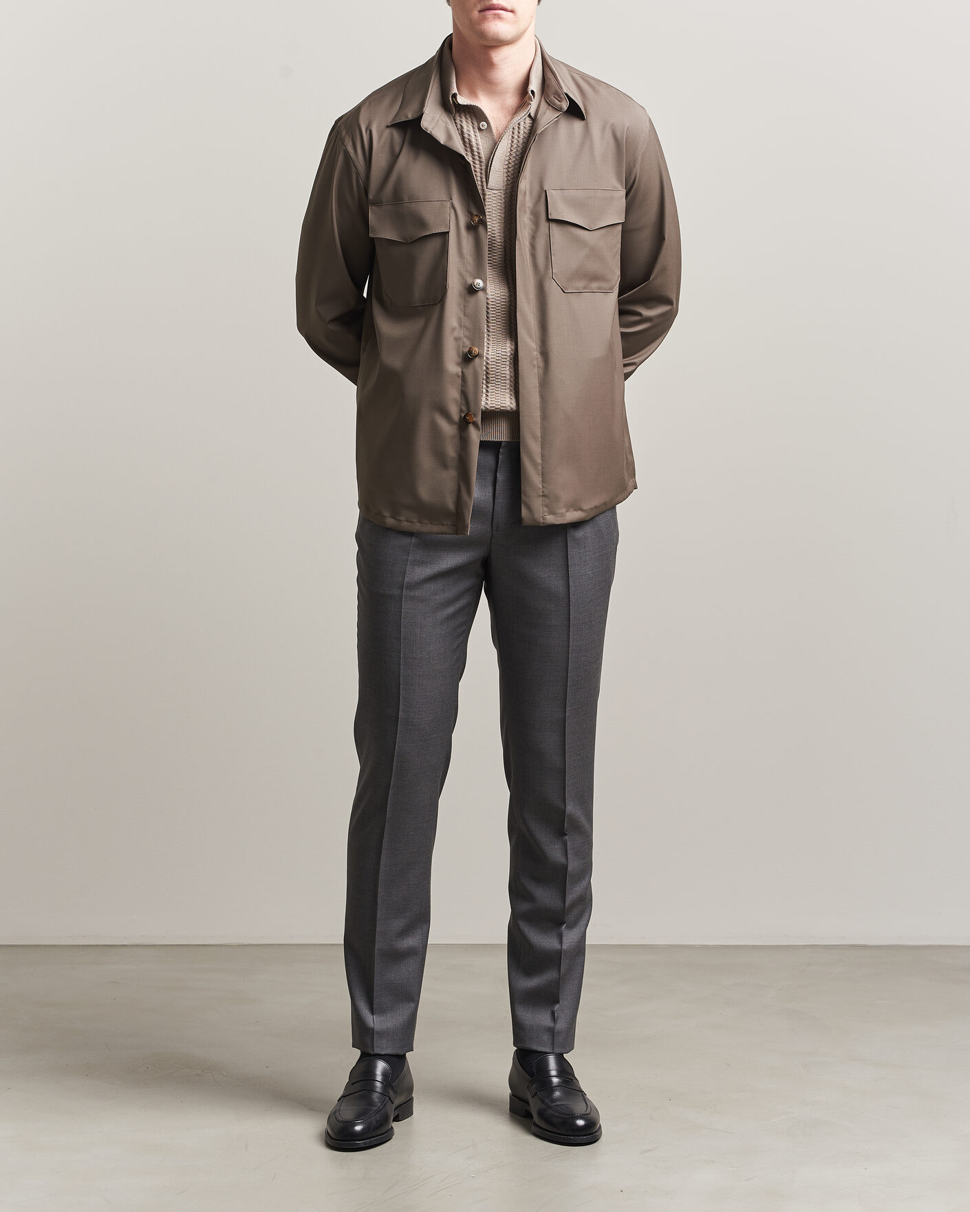 Herre | Bukser | Incotex | Regular Fit Super 100s Wool Pants Grey Melange