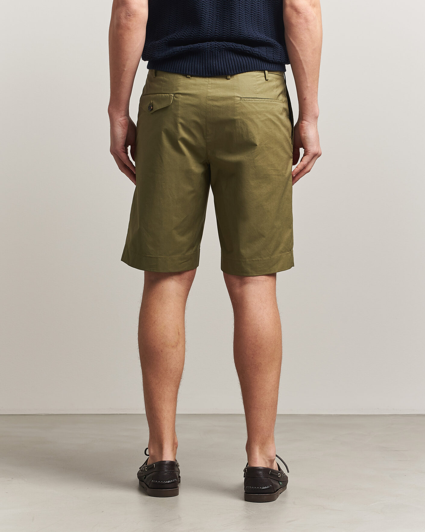 Herre | Shorts | Incotex | Cotton Poplin Shorts Olive