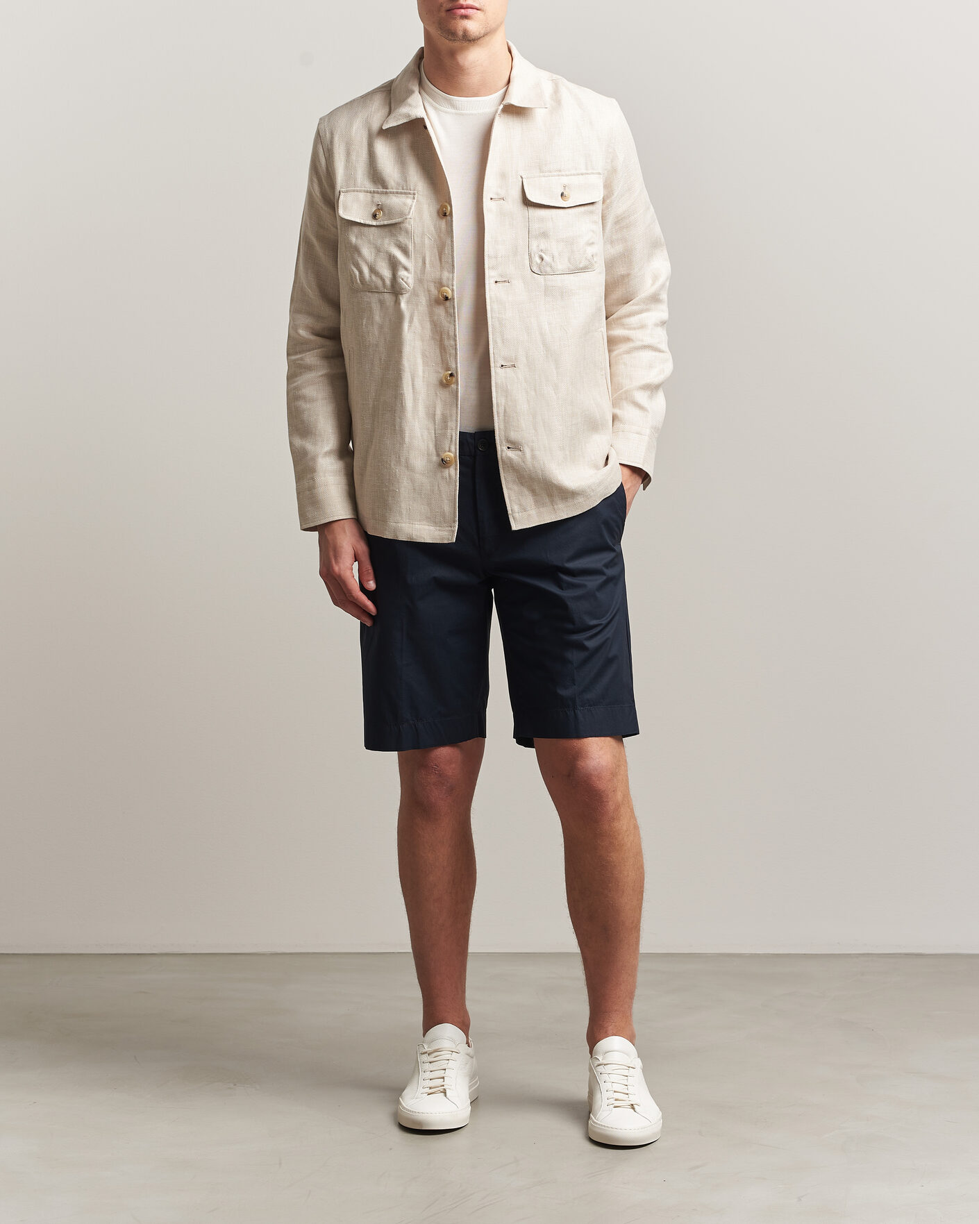 Herre | Shorts | Incotex | Cotton Poplin Shorts Navy