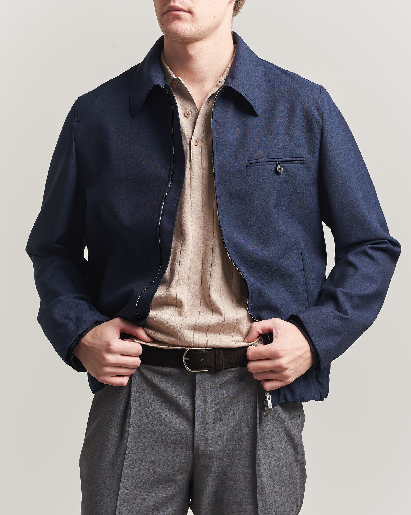 Herre | Jakker | Incotex | Primo Wool Shirt Jacket Navy