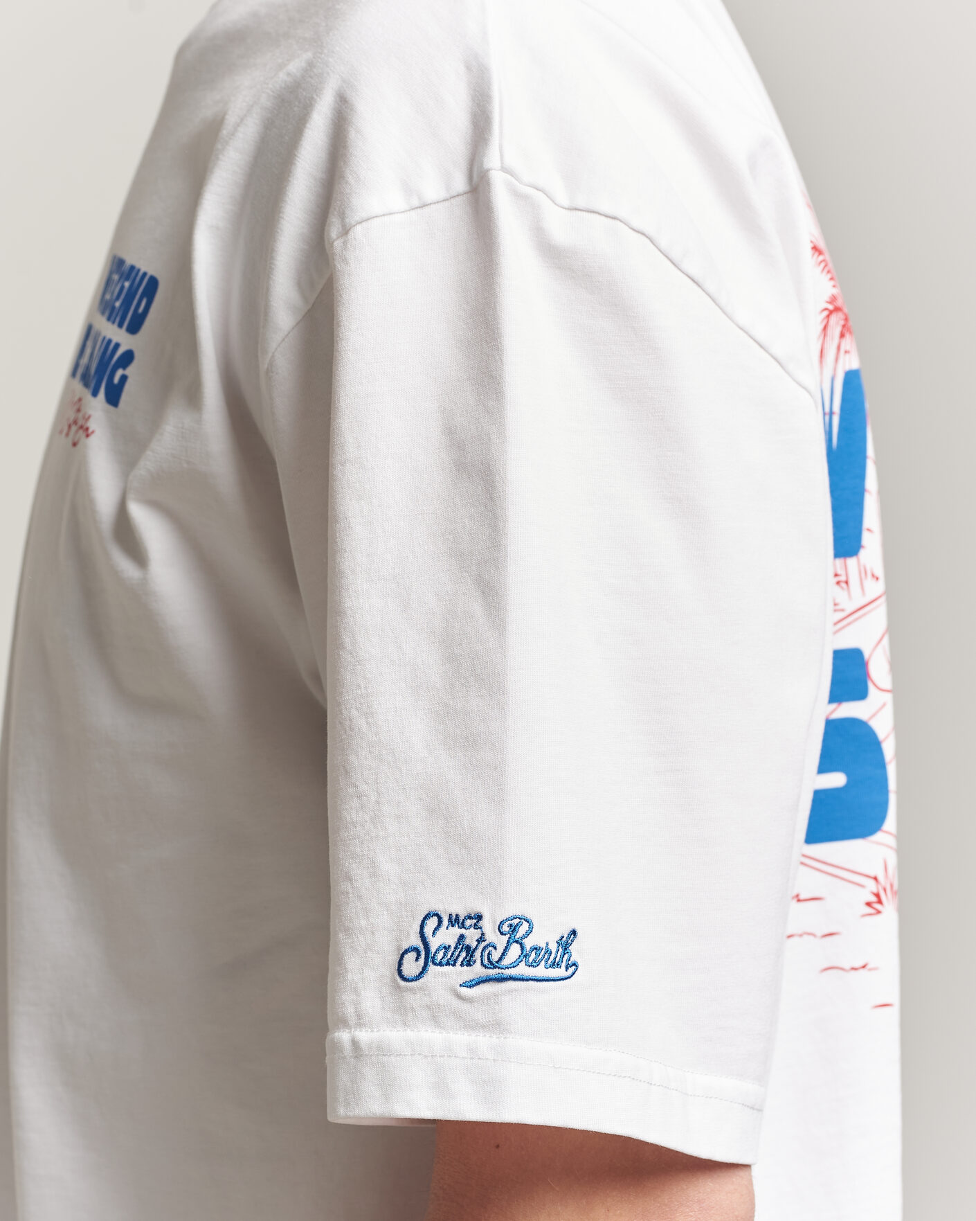 Herre | T-Shirts | MC2 Saint Barth | Back Printed Cotton T-Shirt Weekend Jet