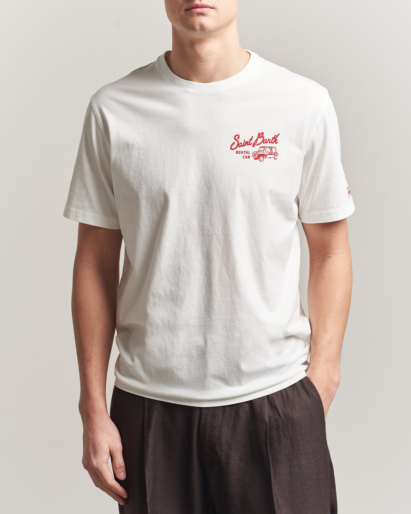 Herre | T-Shirts | MC2 Saint Barth | Back Printed Cotton T-Shirt Rental Car