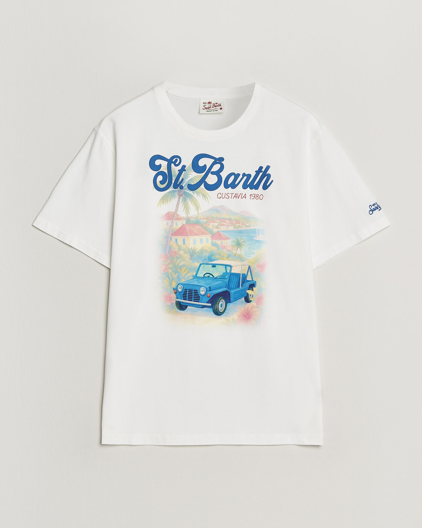 Herre | T-Shirts | MC2 Saint Barth | Printed Cotton T-Shirt Ibiscus Car