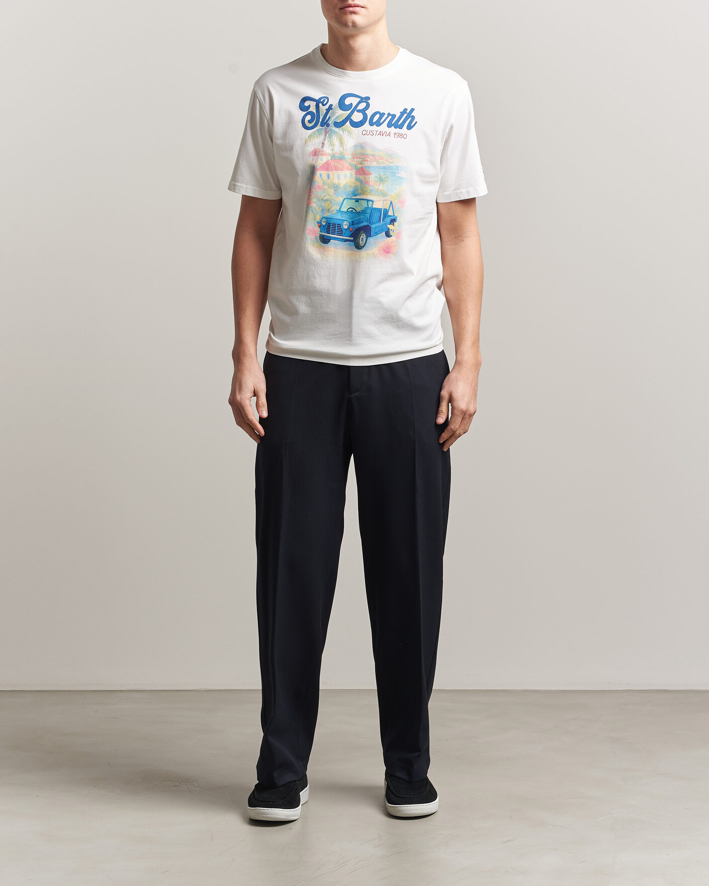 Herre | T-Shirts | MC2 Saint Barth | Printed Cotton T-Shirt Ibiscus Car