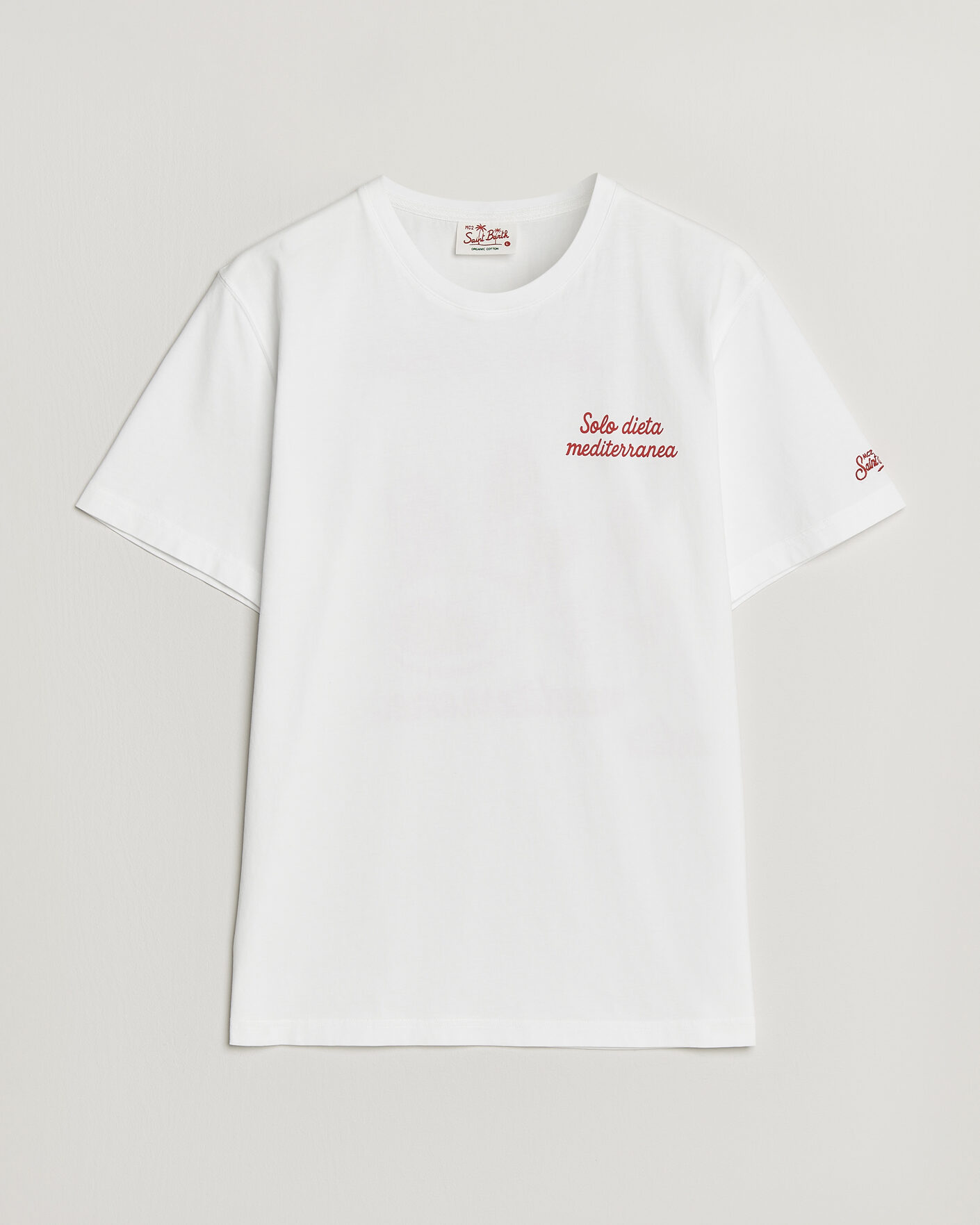 Herre | T-Shirts | MC2 Saint Barth | Back Printed Cotton T-Shirt Dieta Mediterranea