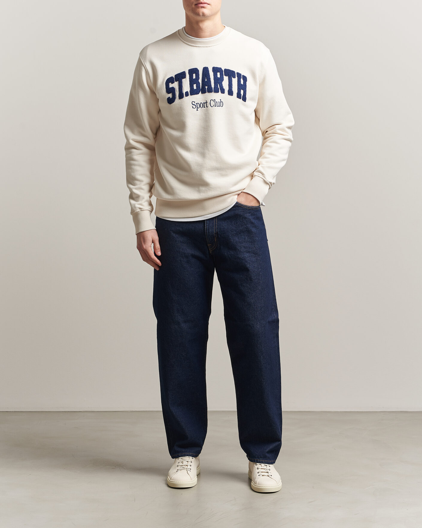 Herre | Trøjer | MC2 Saint Barth | Terry Cotton Logo Sweatshirt Off White