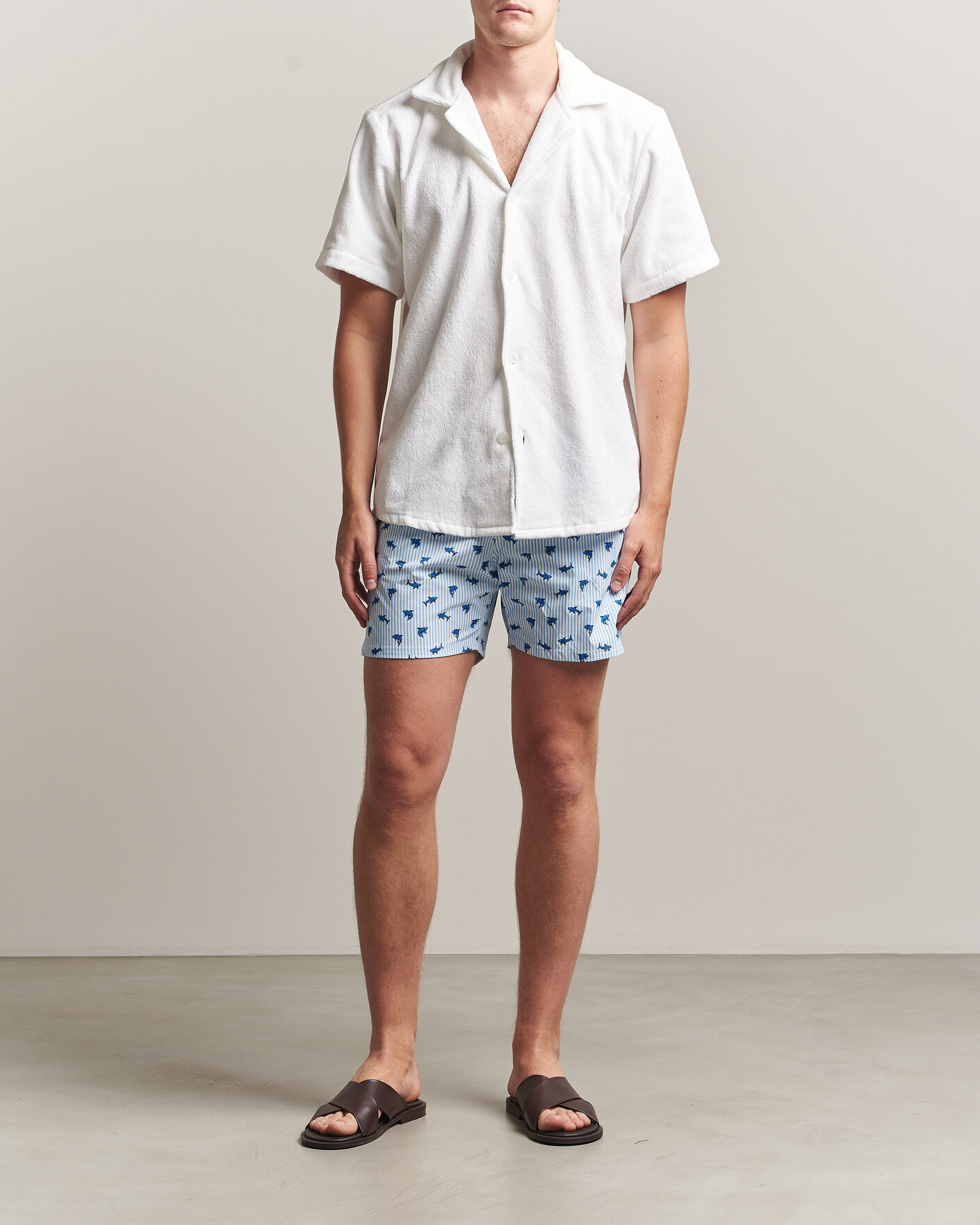 Herre | Badebukser | MC2 Saint Barth | Printed Swim Shorts Blue Sharks