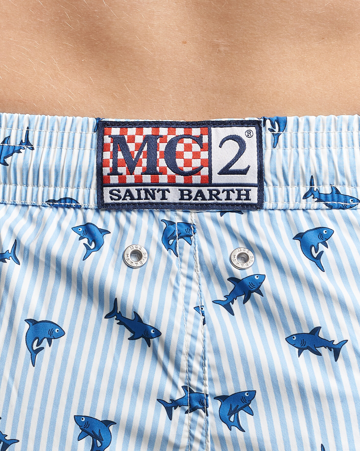 Herre | Badebukser | MC2 Saint Barth | Printed Swim Shorts Blue Sharks