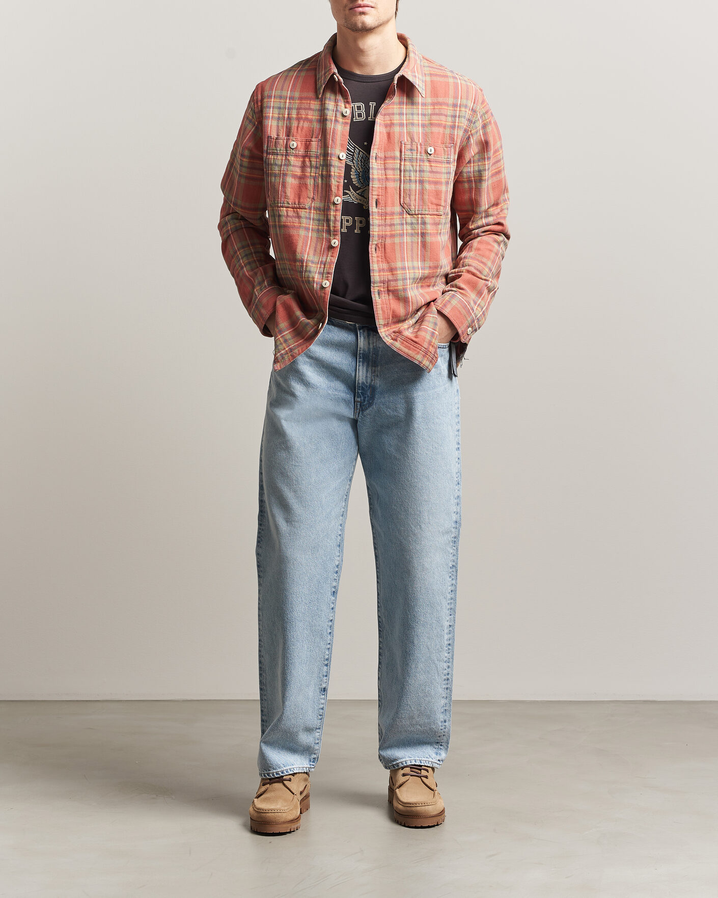 Herre | Skjorter | RRL | Cameron Double Pocket Shirt Red/Blue Check