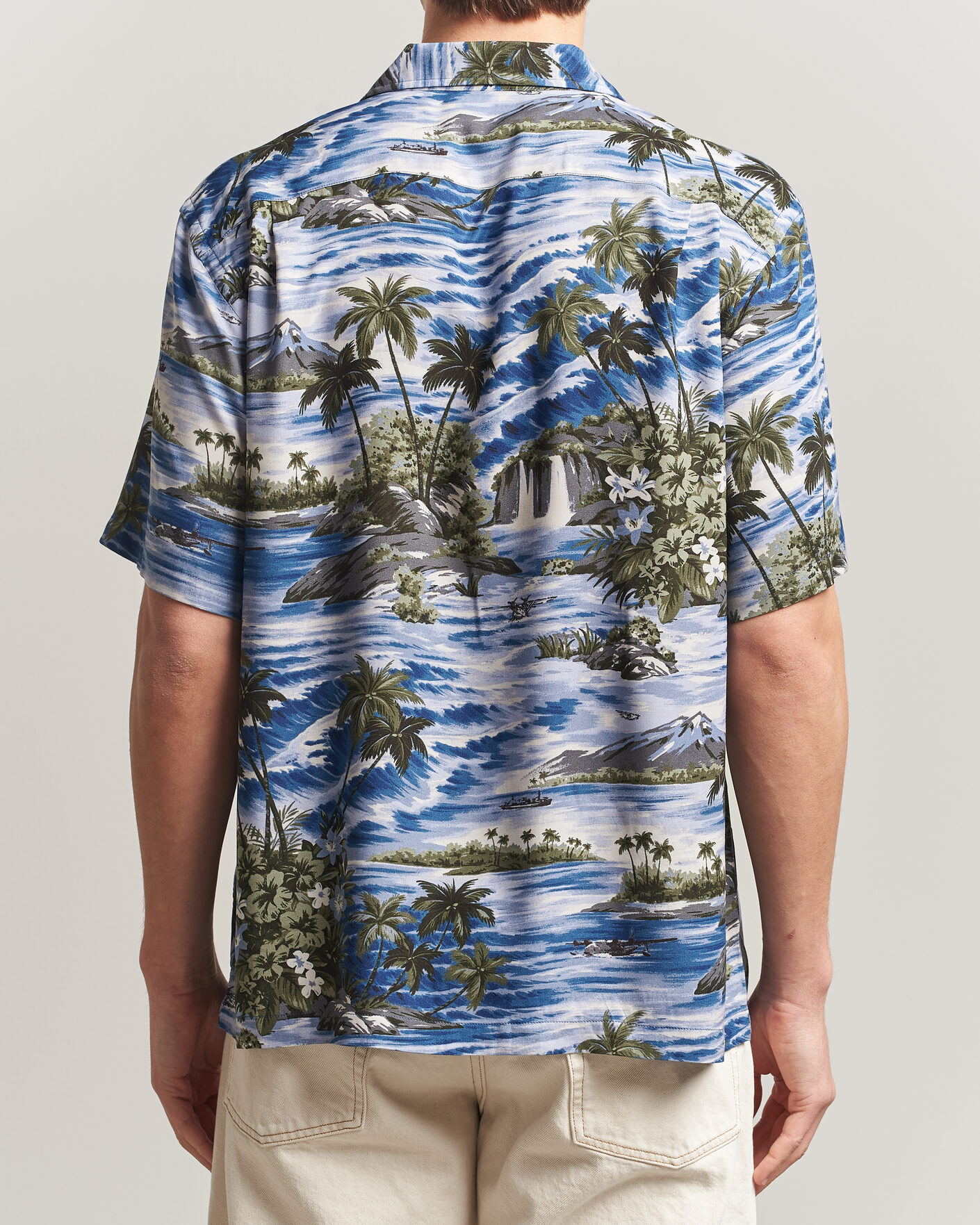 Herre | Skjorter | RRL | Printed Camp Shirt Blue