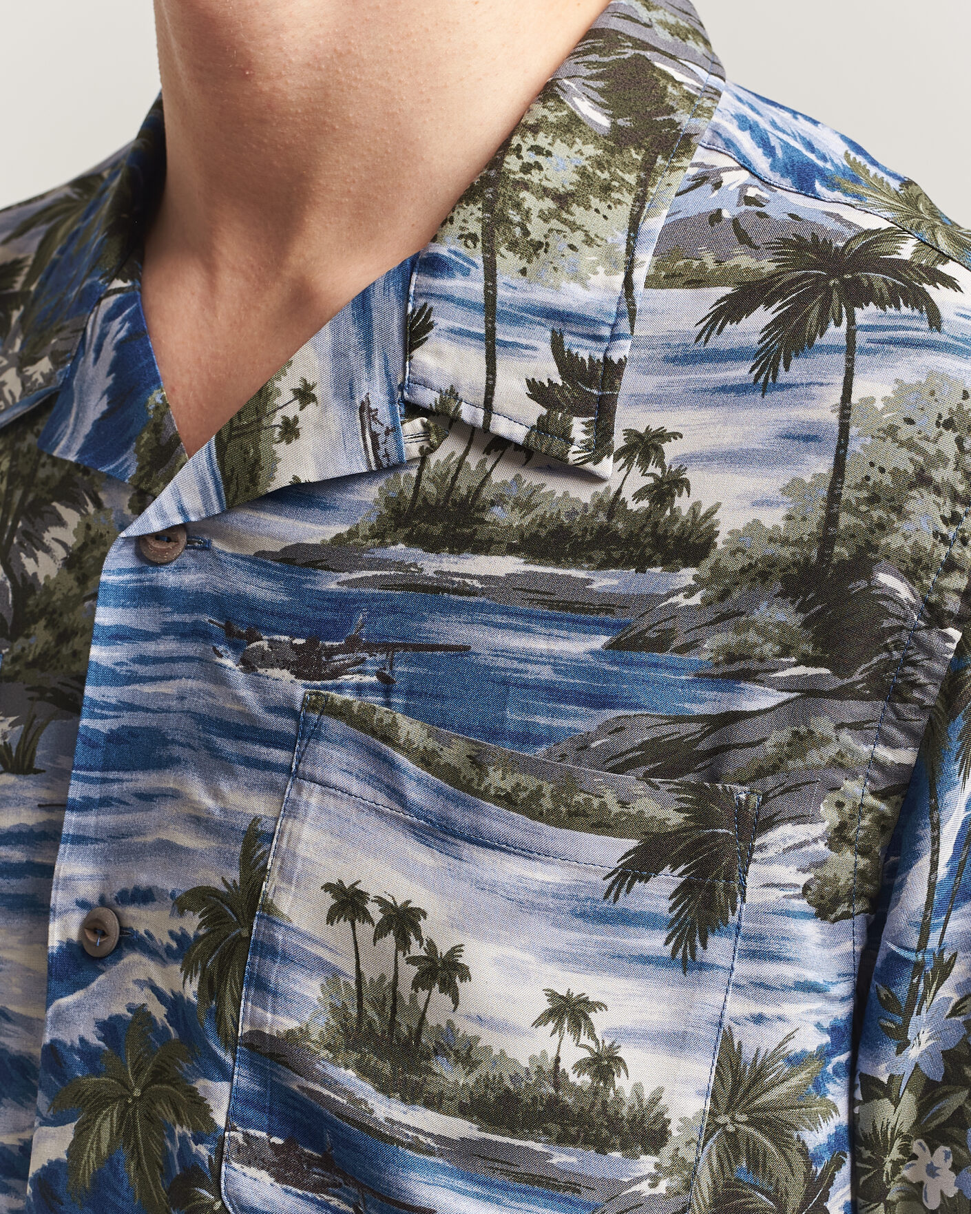 Herre | Skjorter | RRL | Printed Camp Shirt Blue