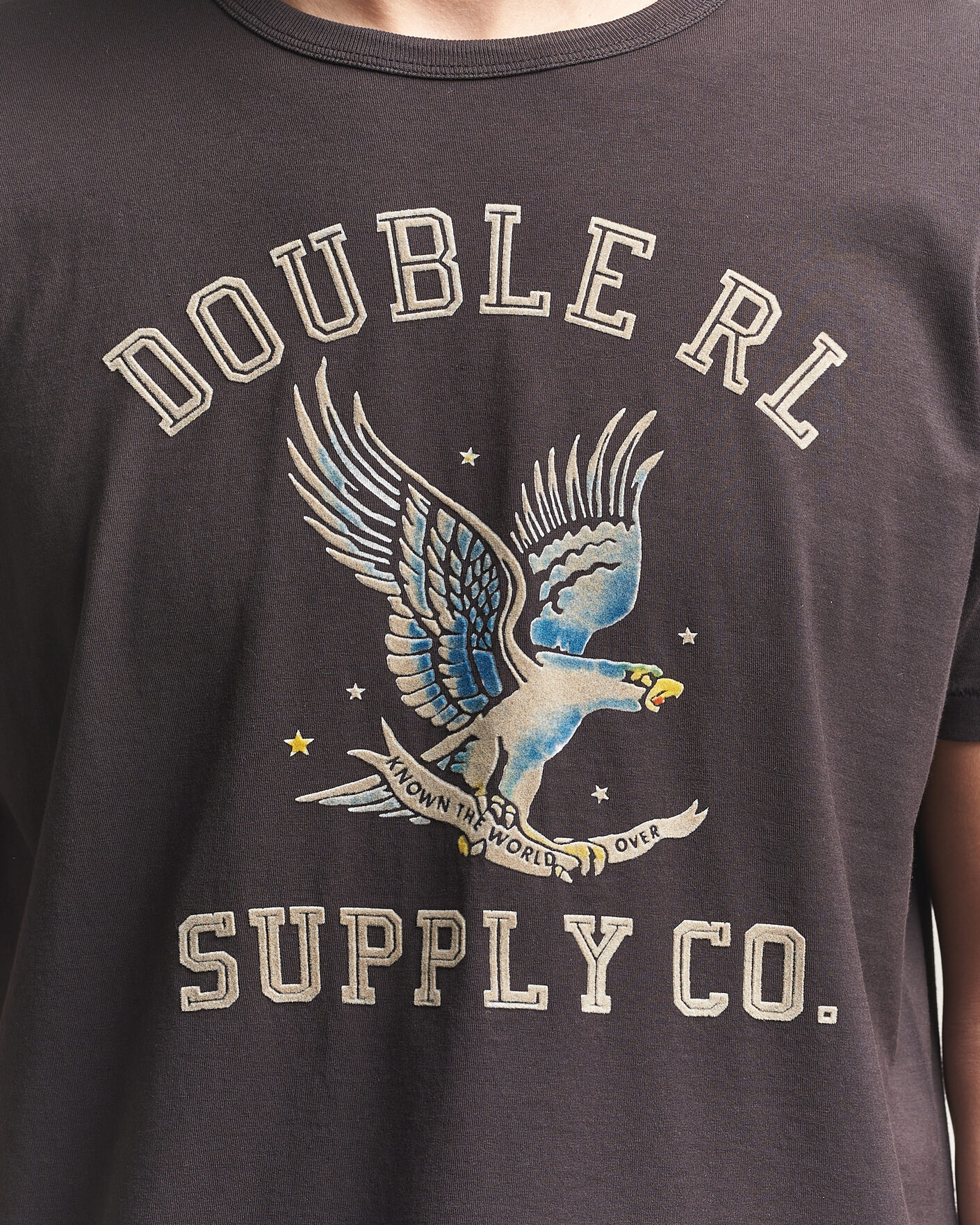 RRL Eagle Print Tee Faded Black - CareOfCarl.dk