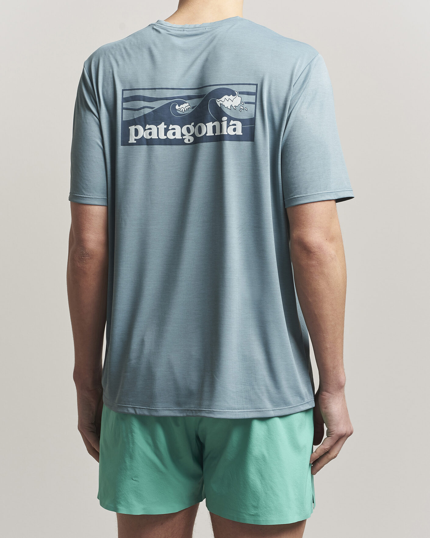 Herre | T-Shirts | Patagonia | Cap Cool Daily Logo T-Shirt Blue Sage