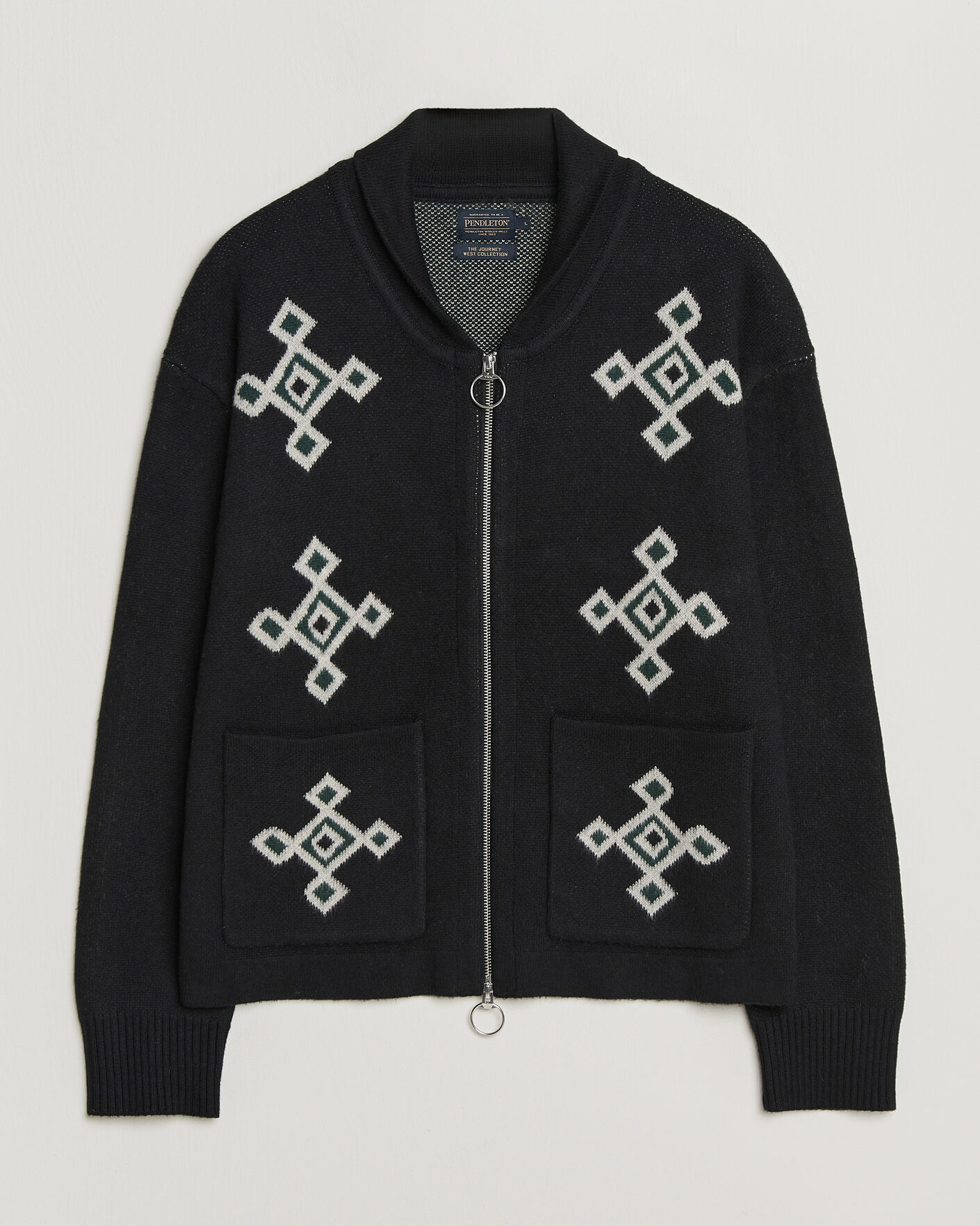 Herre | Trøjer | Pendleton | Jacquard Motif Zip Cardigan Midnight