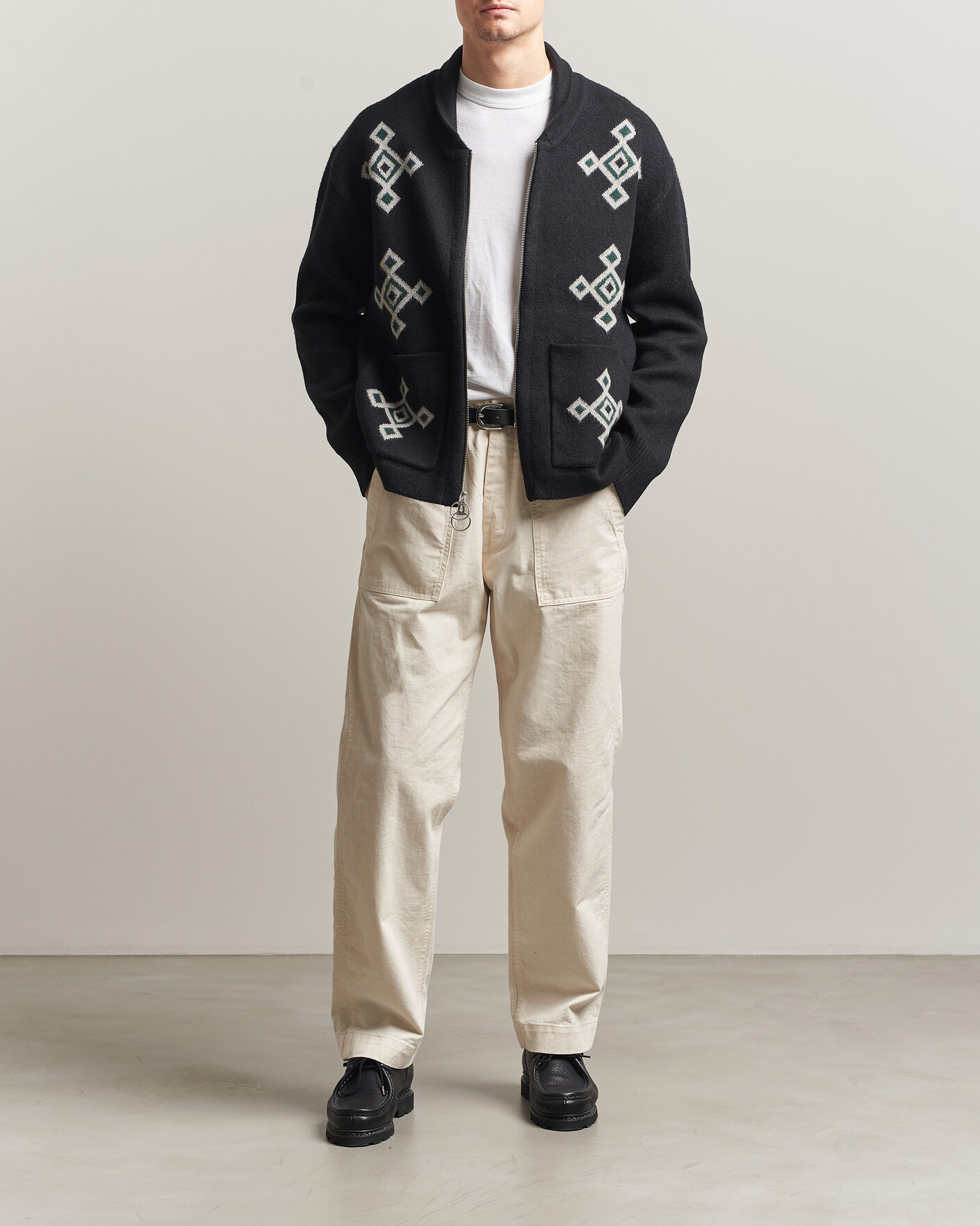 Herre | Trøjer | Pendleton | Jacquard Motif Zip Cardigan Midnight