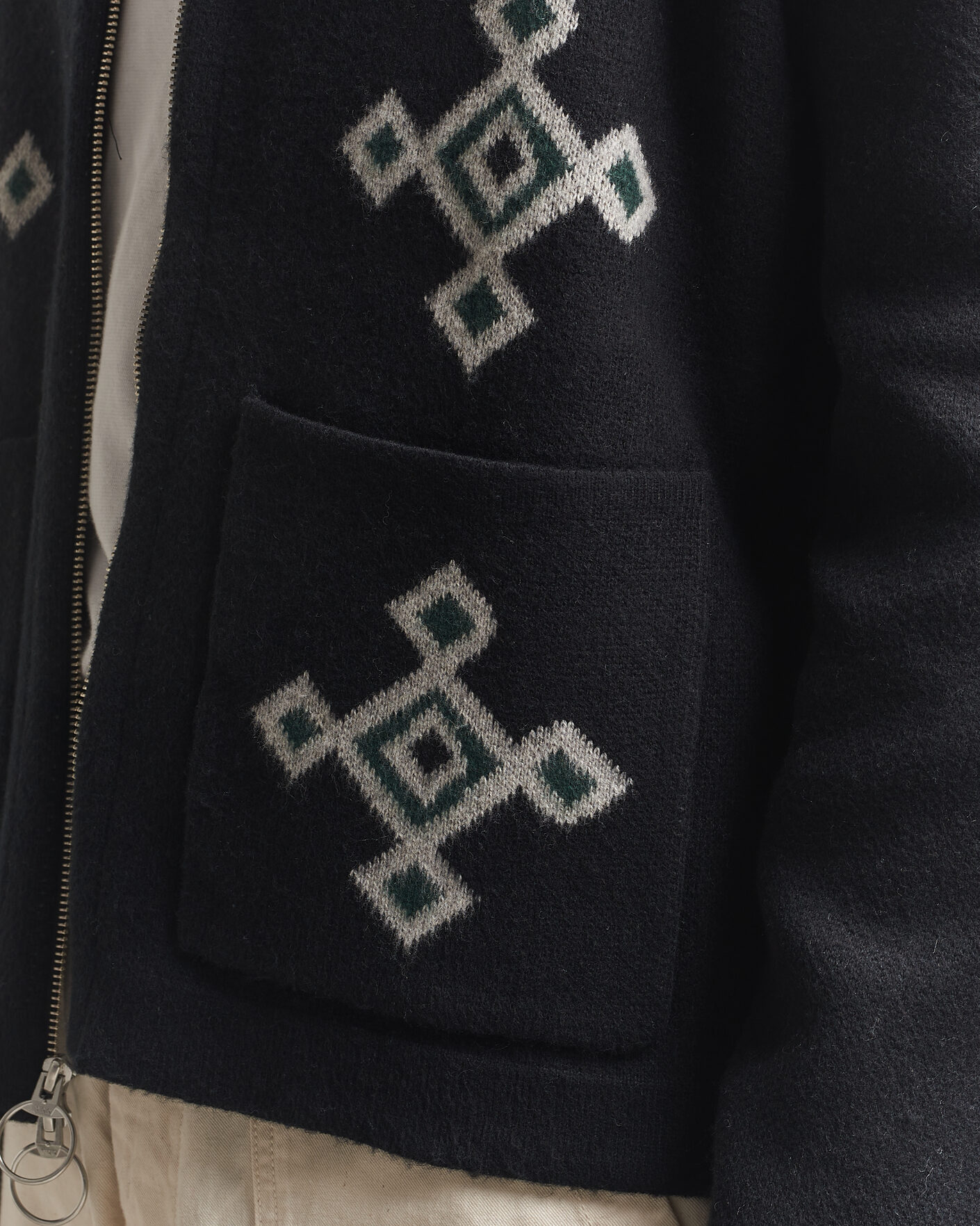 Herre | Trøjer | Pendleton | Jacquard Motif Zip Cardigan Midnight