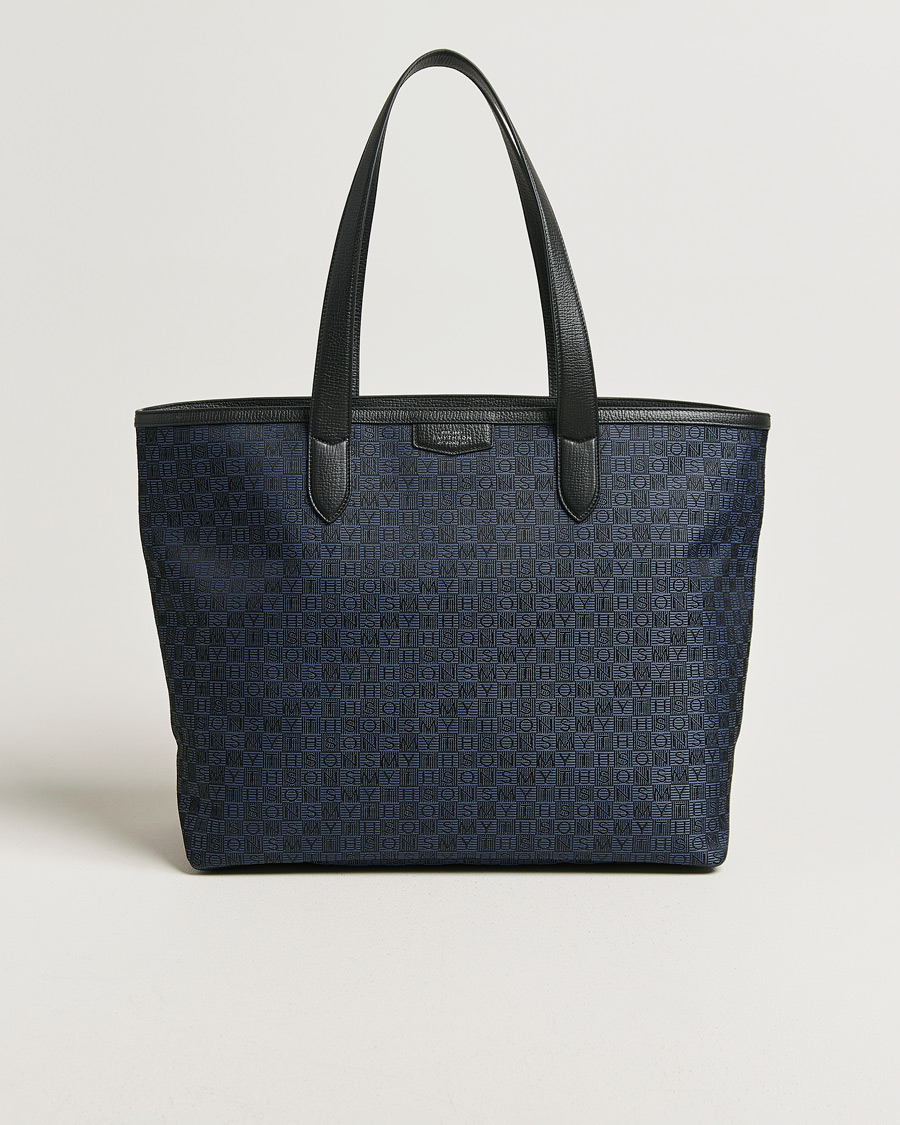 Herre | Tasker | Smythson | Canvas Stamp Tote Navy
