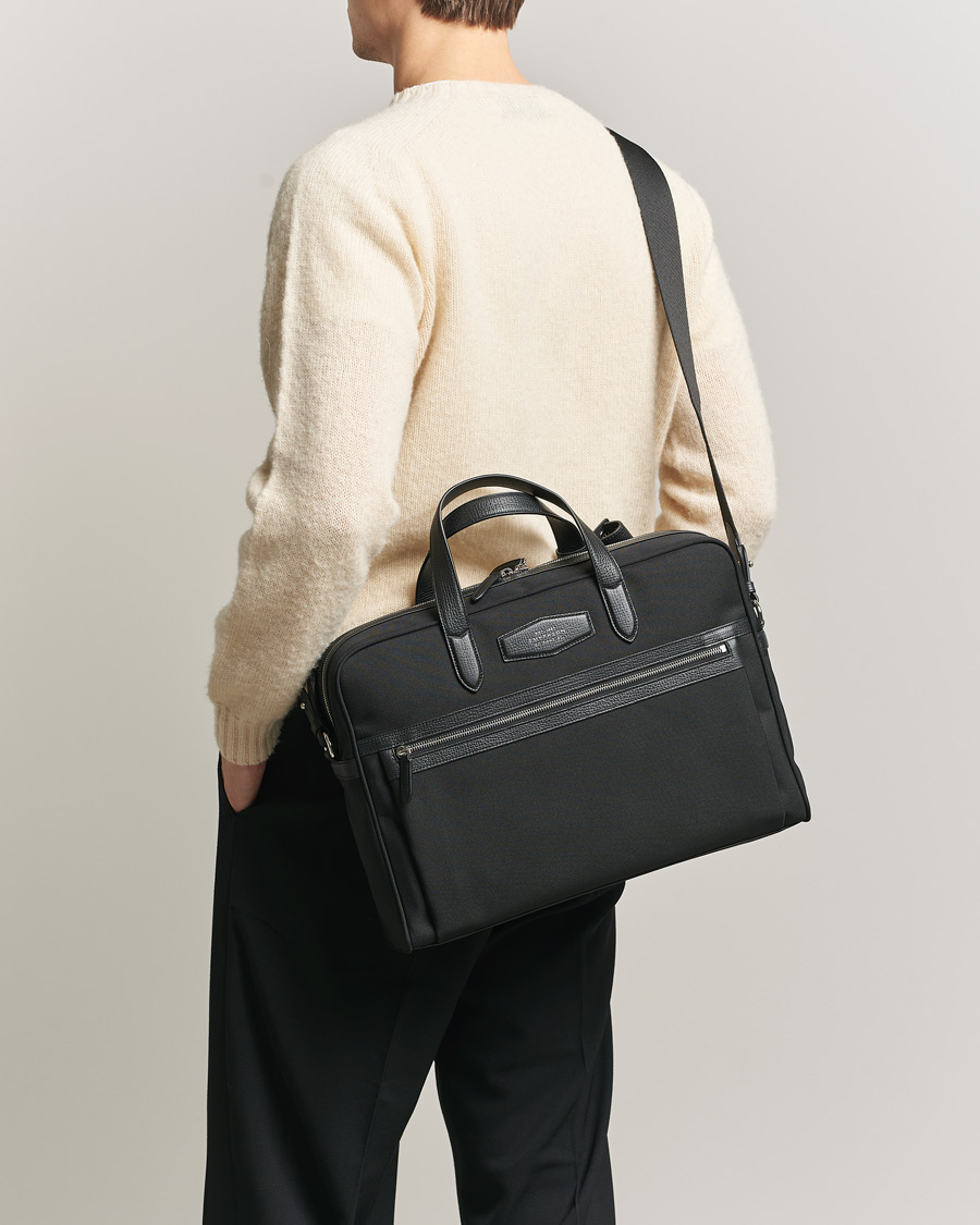 Herre | Tasker | Smythson | Canvas Norton Briefcase Black