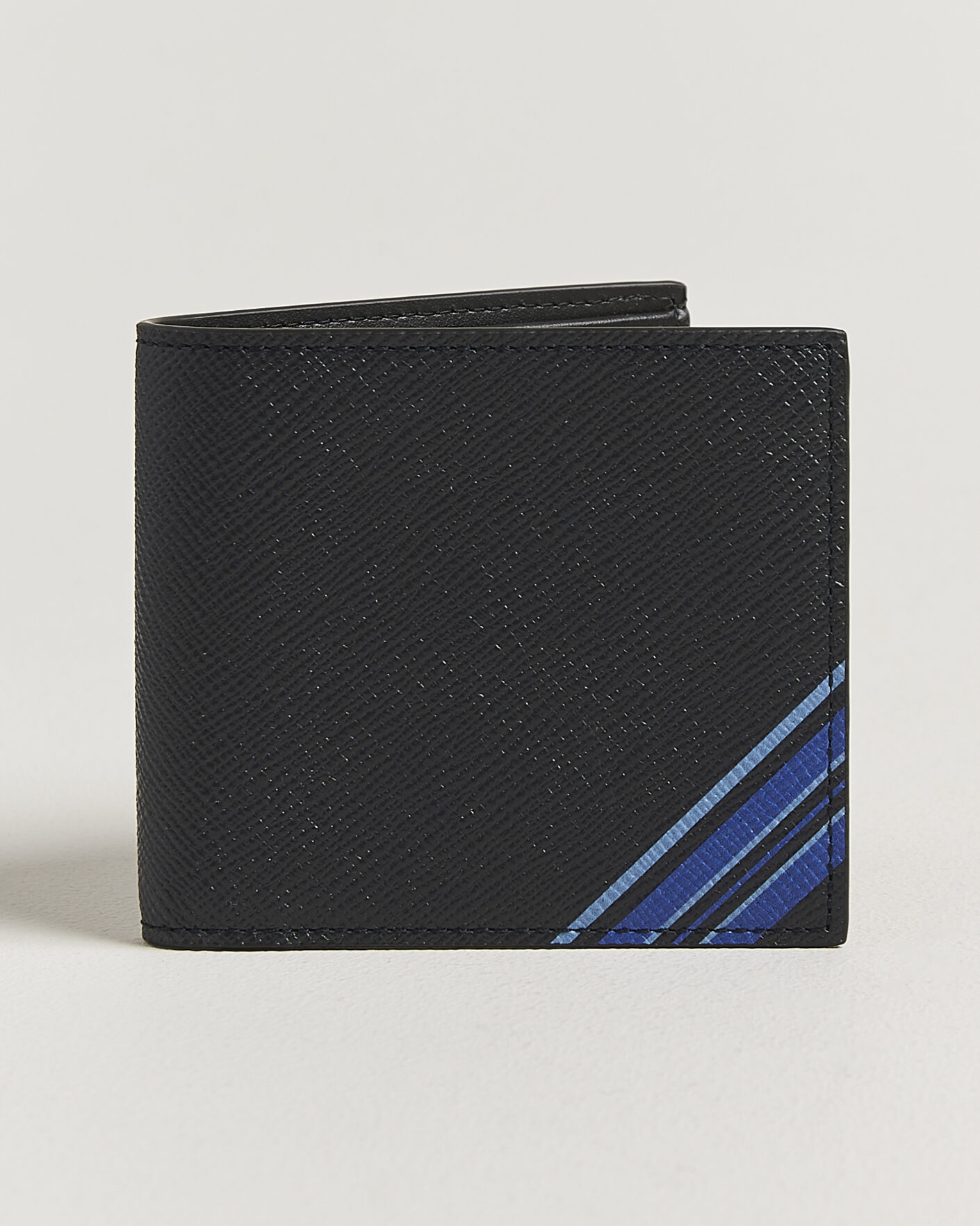 Herre | Punge | Smythson | Panama 6 Card Leather Wallet Stripe Navy