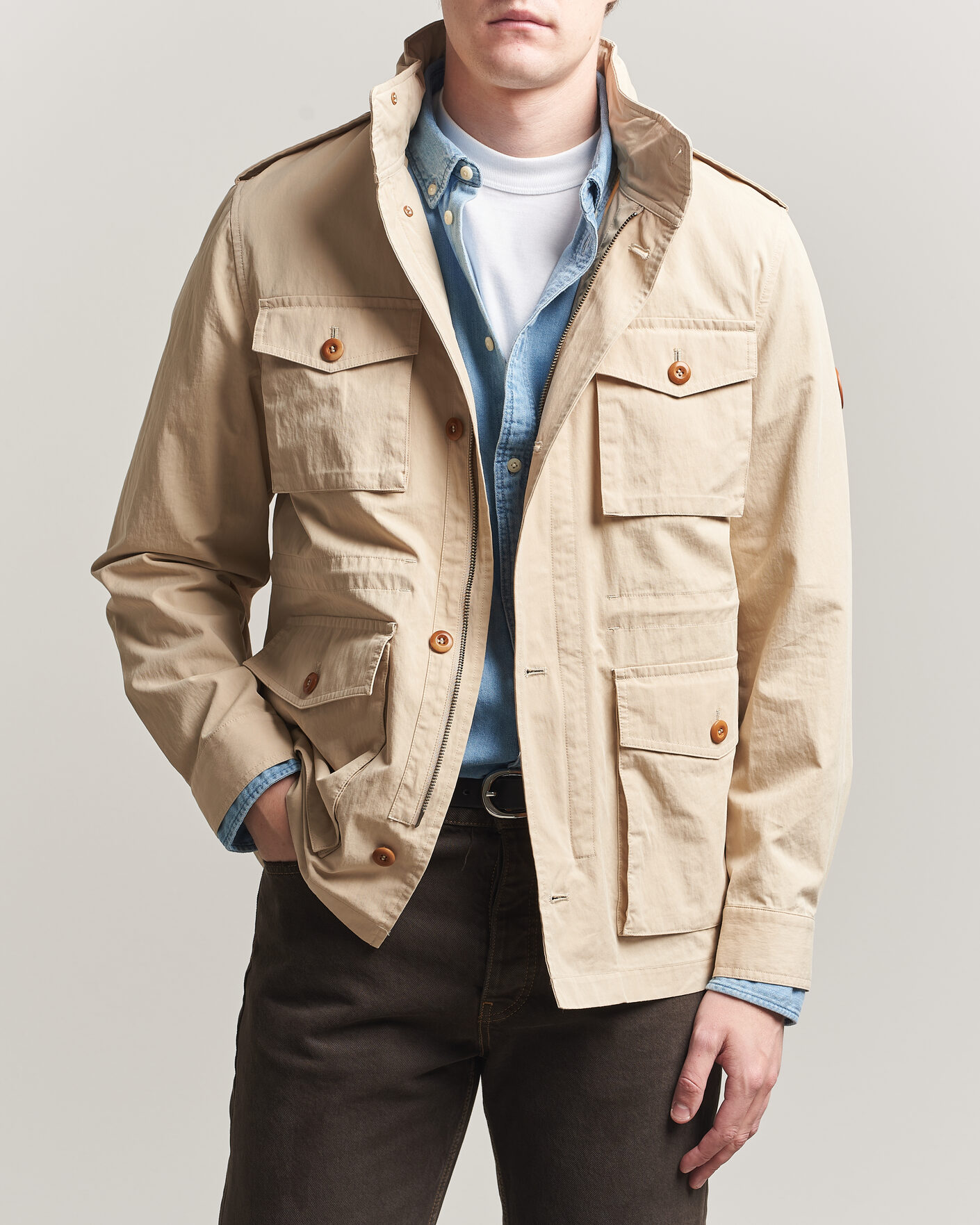 Herre | Jakker | GANT | Cotton Field Jacket Oat Beige