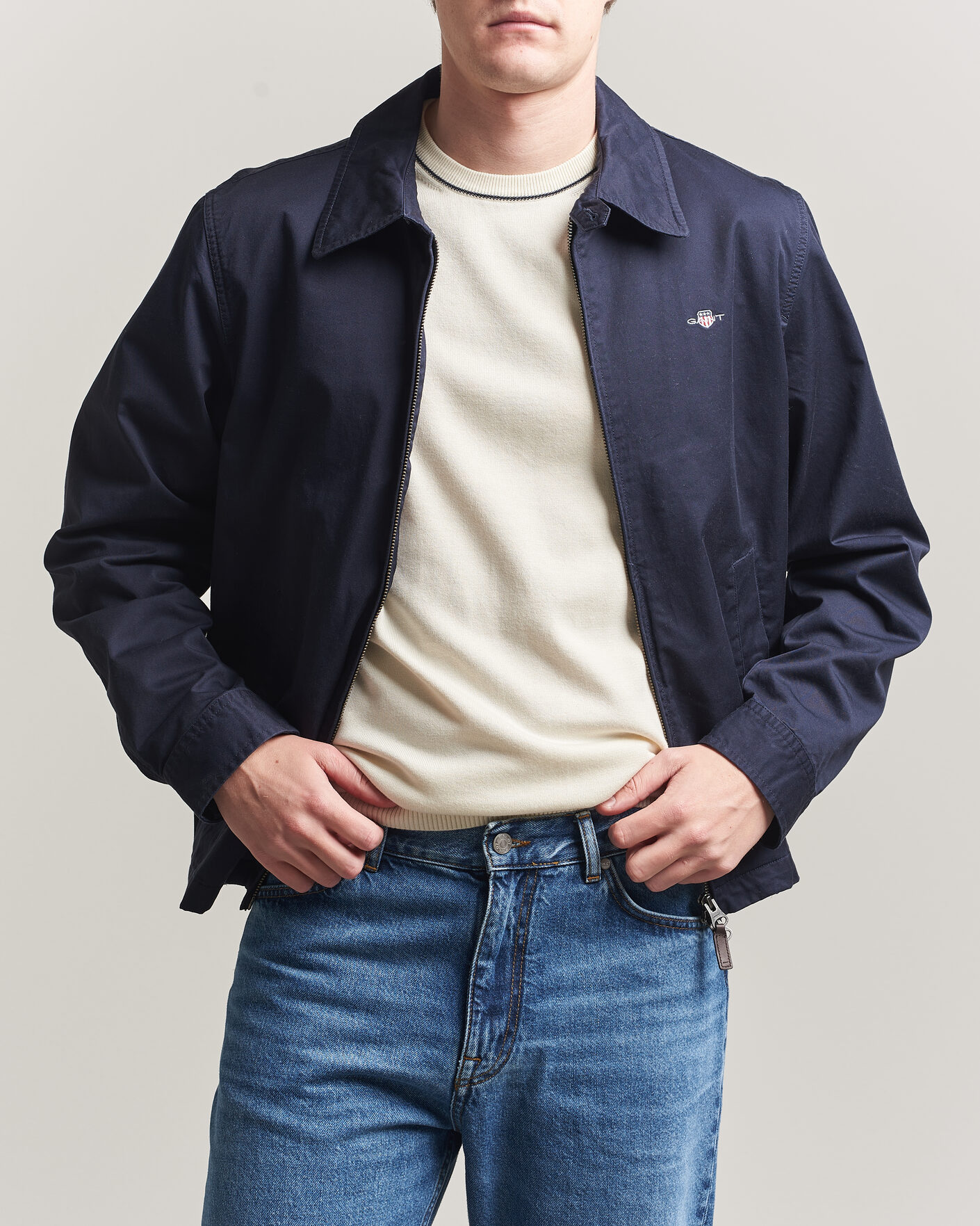 Herre | Jakker | GANT | Cotton Windcheater Jacket Evening Blue