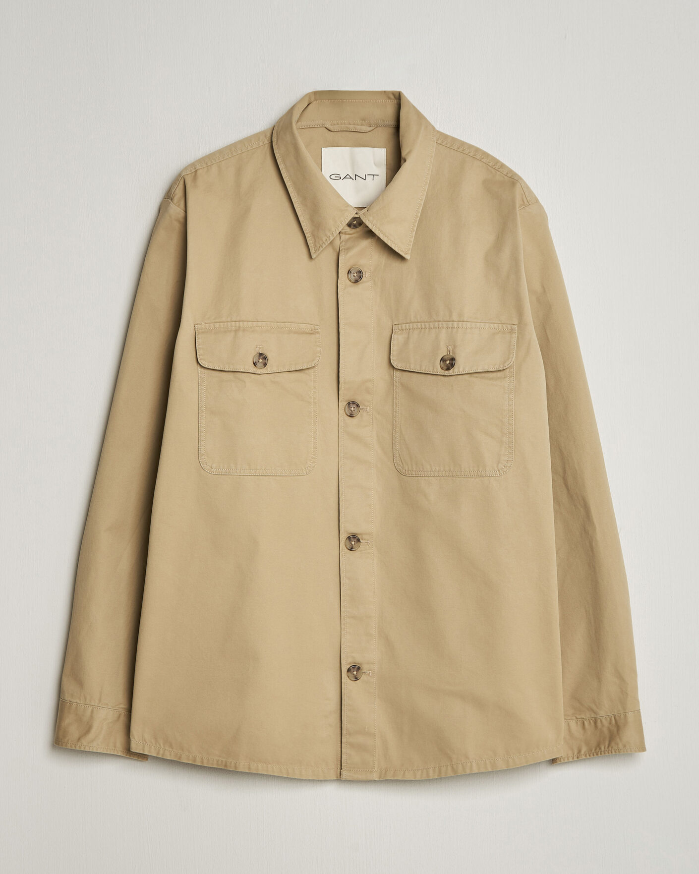 Herre | Skjorter | GANT | Regular Fit Cotton Twill Overshirt Woody Beige