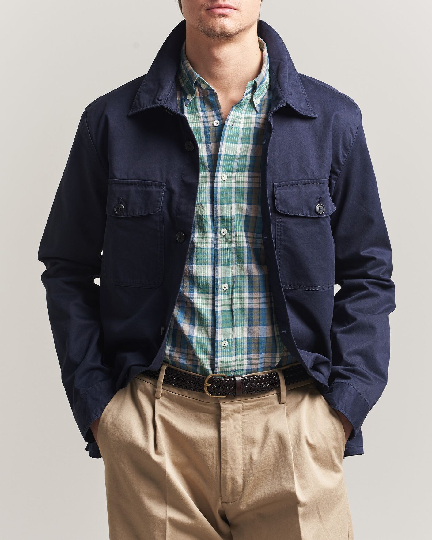 Herre | Skjorter | GANT | Regular Fit Cotton Twill Overshirt Evening Blue