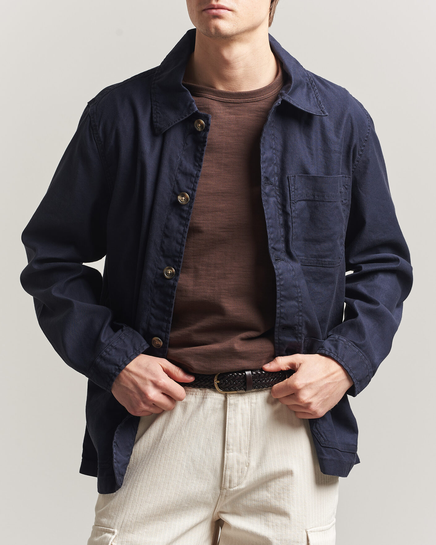 Herre | Skjorter | Gant | Regular Fit Cotton/Linen Overshirt Evening Blue
