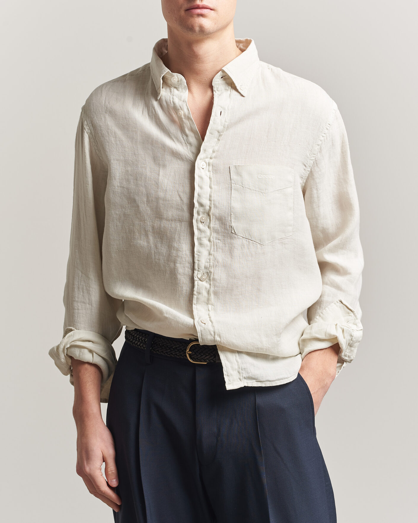 Herre | Skjorter | Gant | Regular Fit Garment Dyed Linen Shirt Sand